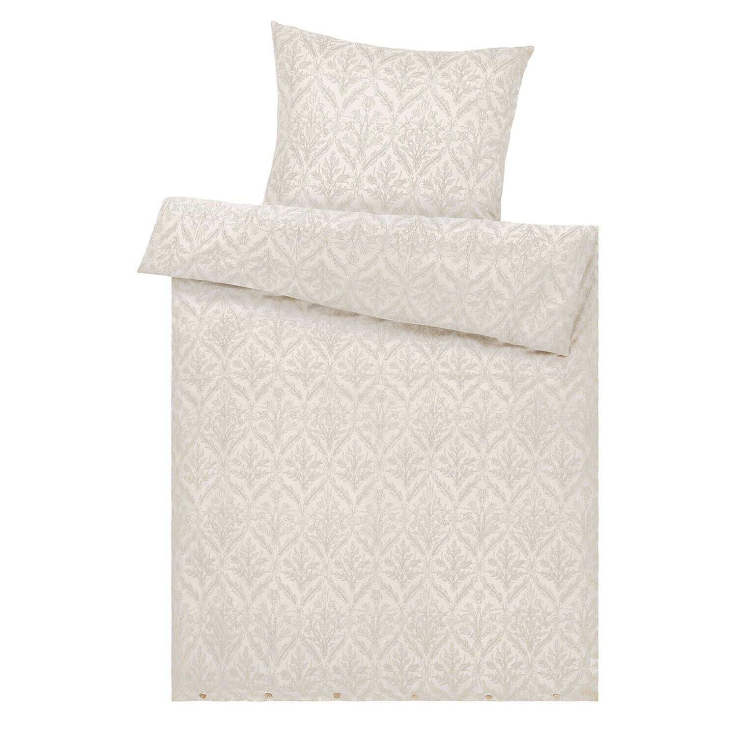 Biancheria da letto Jardin Royale Lenzuola in cotone color crema con delicato motivo vegetale, morbide ed eleganti per la camera