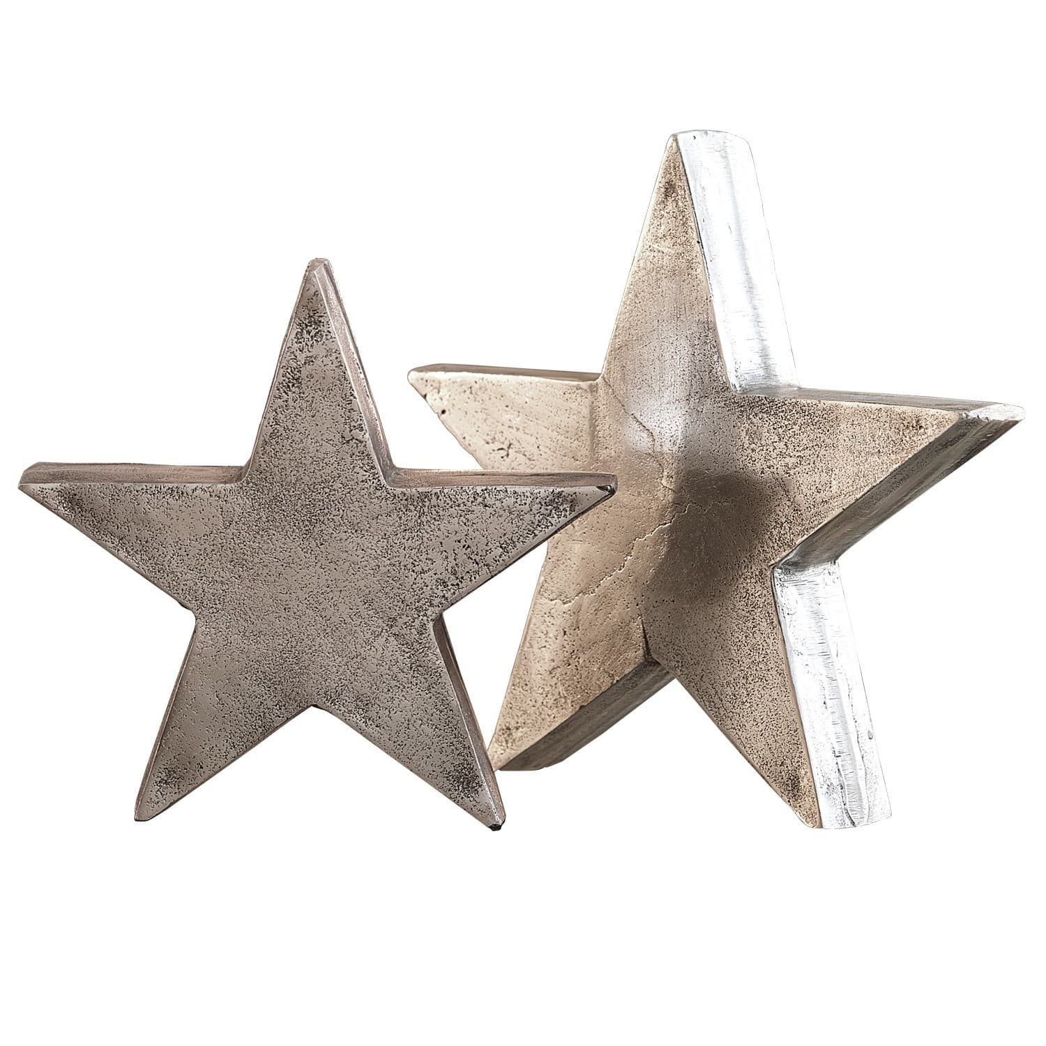 Coppia di stelle decorative Big Star Stelle decorative in metallo color argento e beige per arredamento e decorazioni natalizie