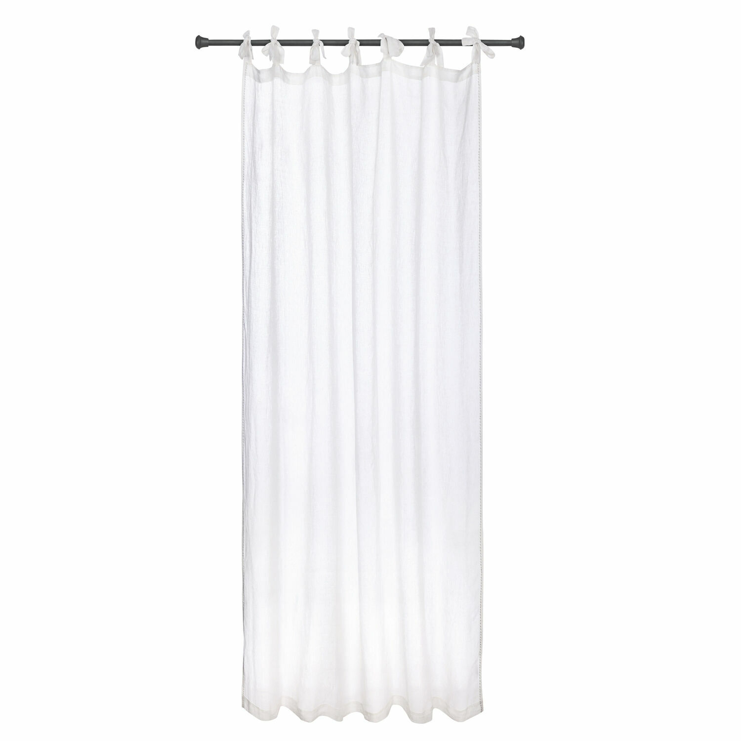 bianco Tenda bianca Monthelie in tessuto leggero con anelli annodati, decorazione elegante per finestre