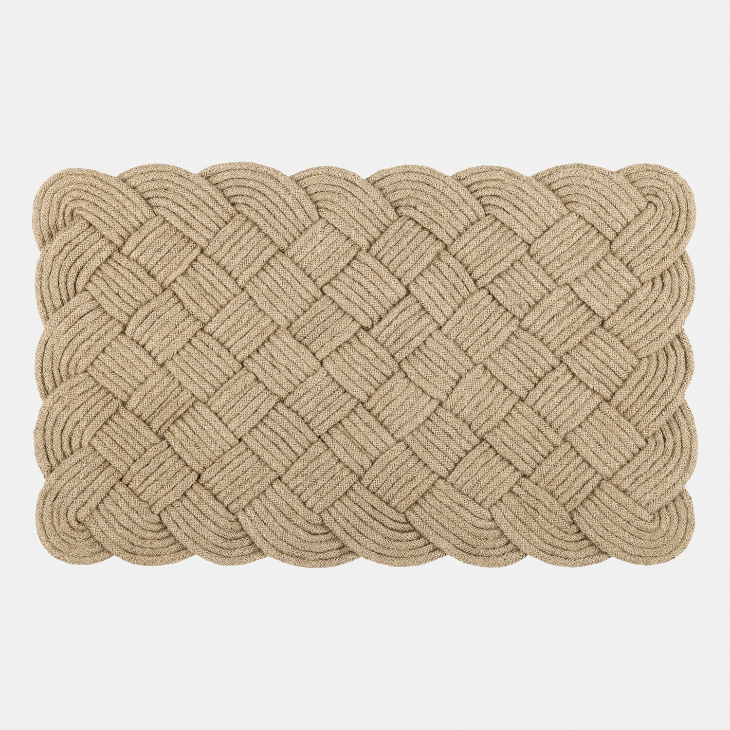Zerbino beige in corda di cotone intrecciata, forma rettangolare per ingresso casa