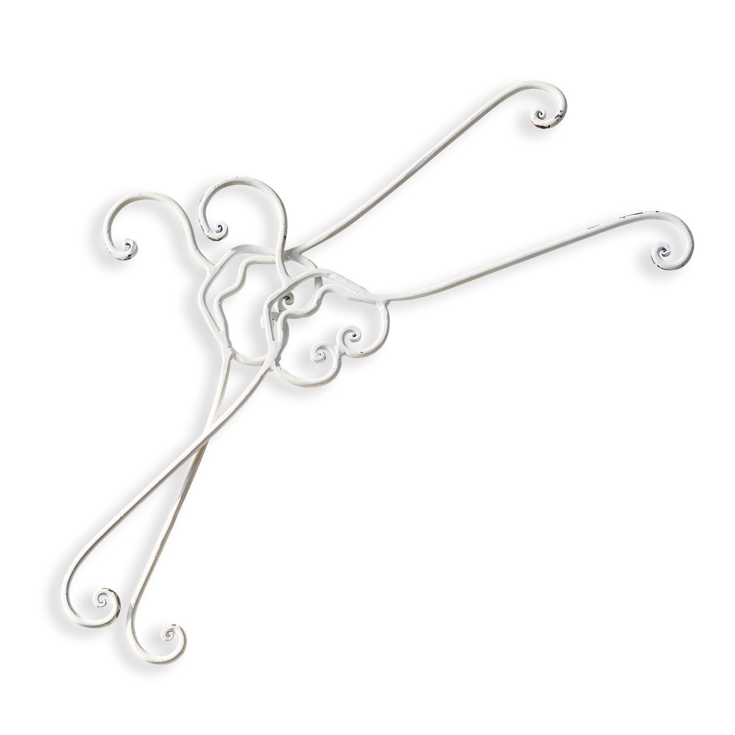Coppia di grucce Guin Ganci in metallo bianco con decorazioni a spirale per decorazioni da parete o appendere