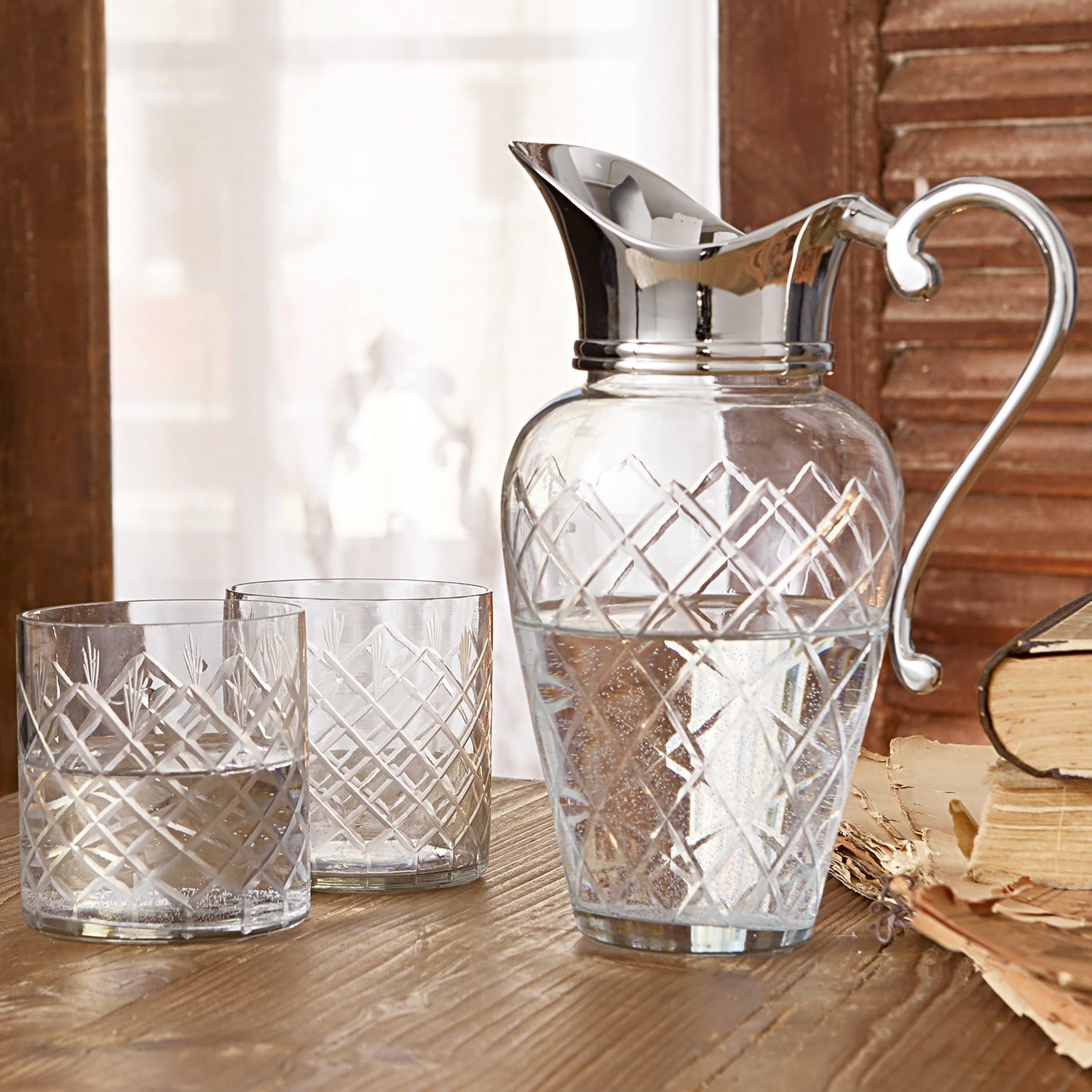 Caraffa con bicchieri Roseline