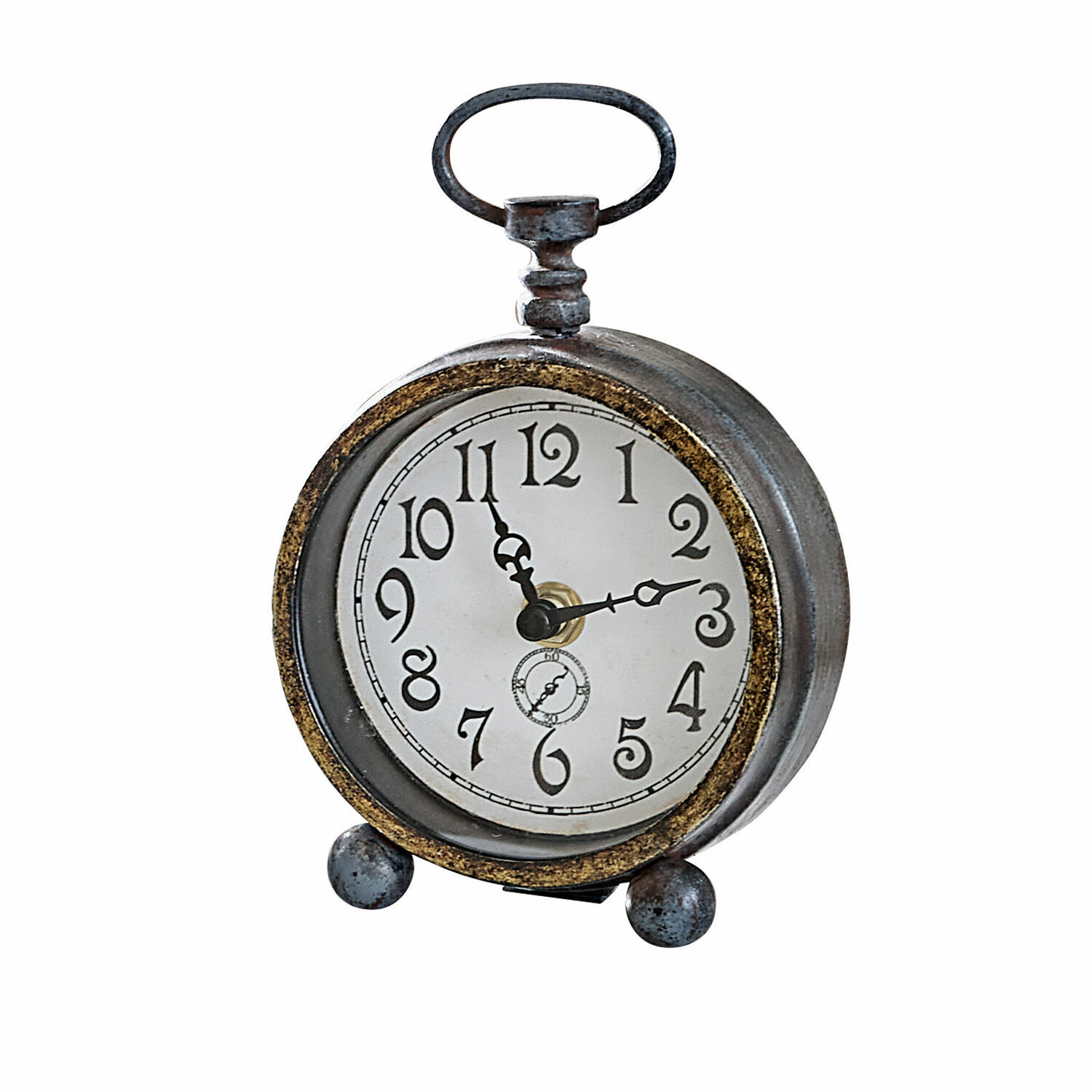 Orologio Borvin Orologio da tavolo in metallo stile retrò con quadrante bianco e numeri neri, decorazione vintage
