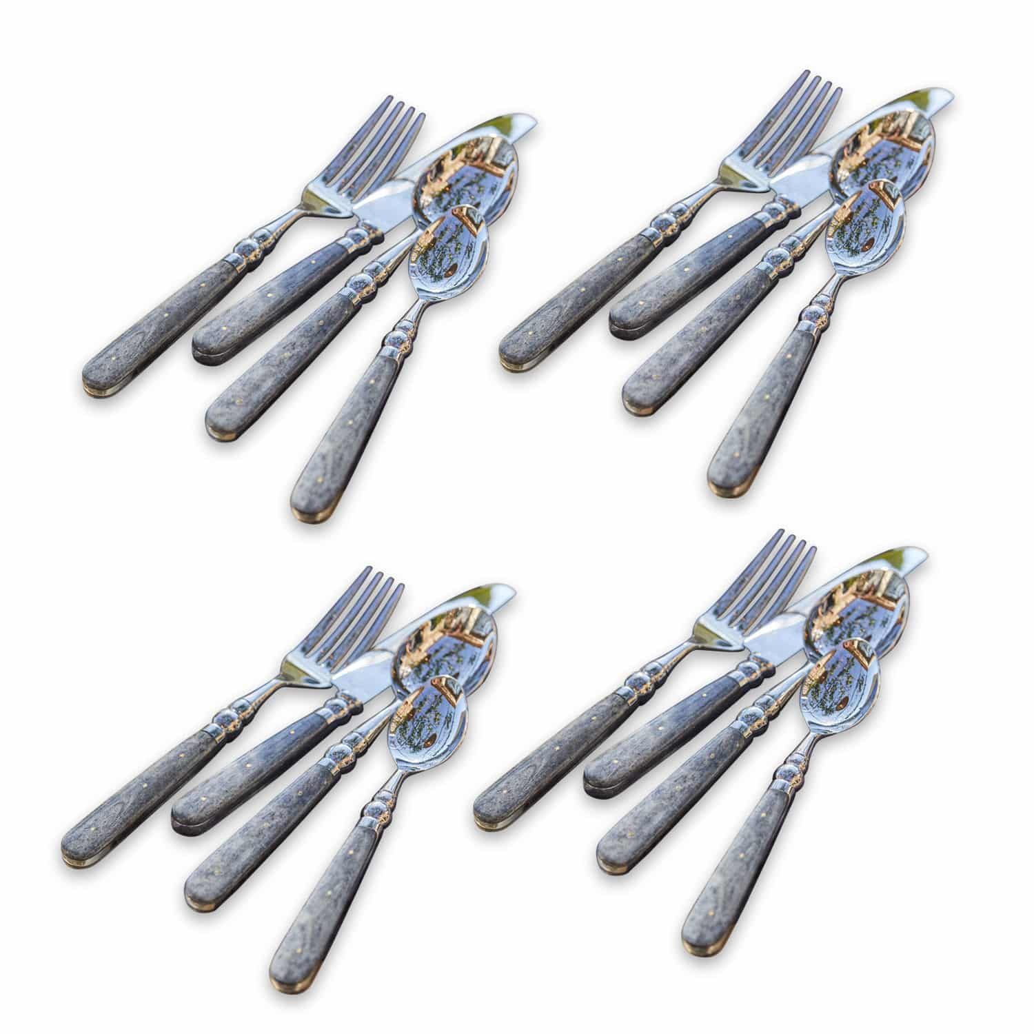 argento/bianco Set di posate con manici grigi e lame argentate, accessori da tavola eleganti