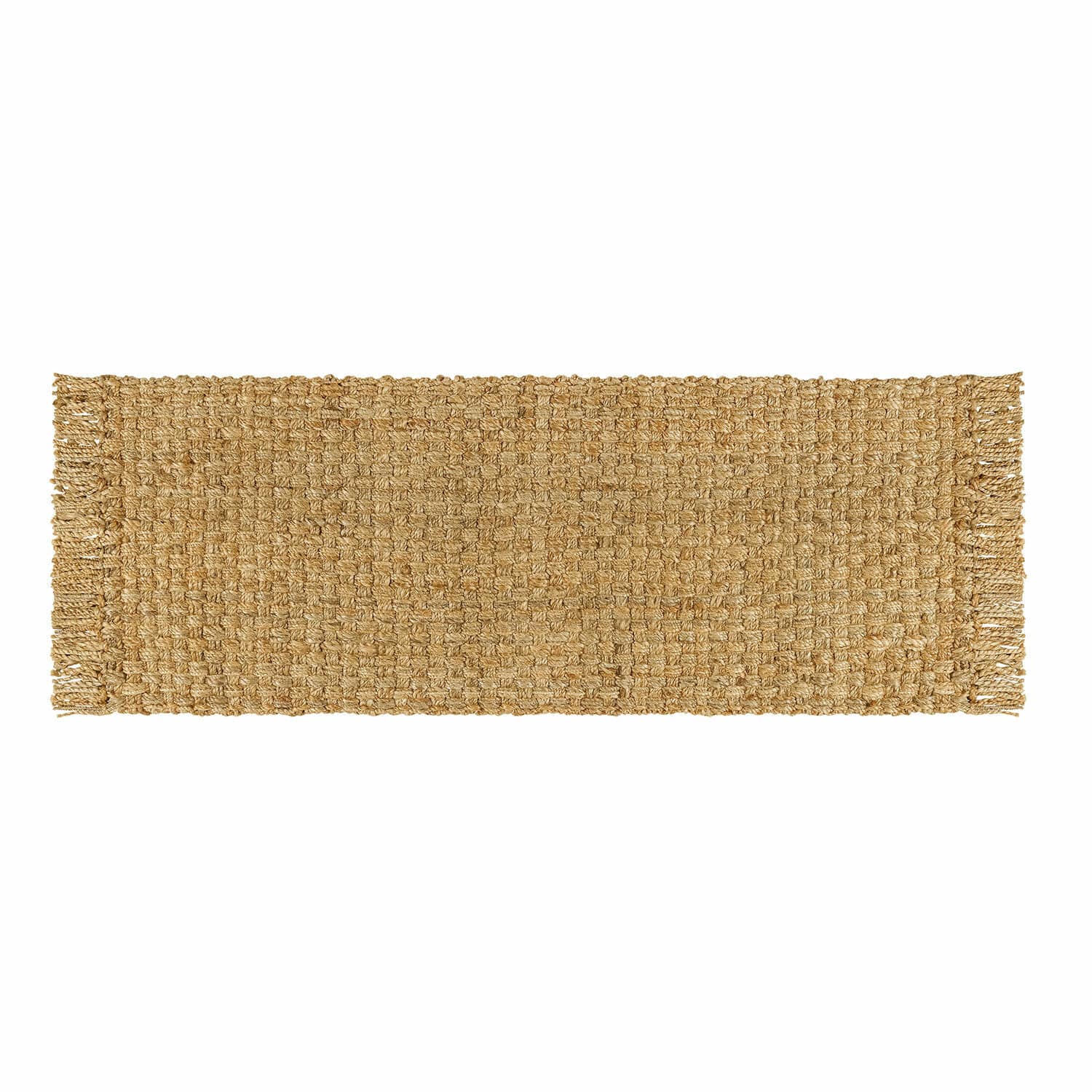 Passatoia Moody Tappeto rettangolare in juta colore naturale con frange, resistente e decorativo per la casa