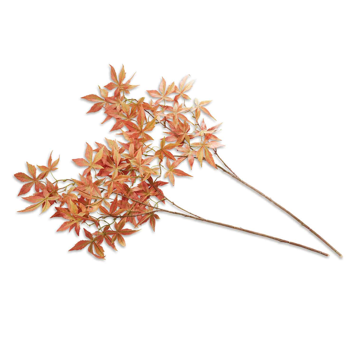Coppia di ramoscelli decorativi Reddiere Rami di acero con foglie autunnali arancioni e rosse per decorazione d'interni