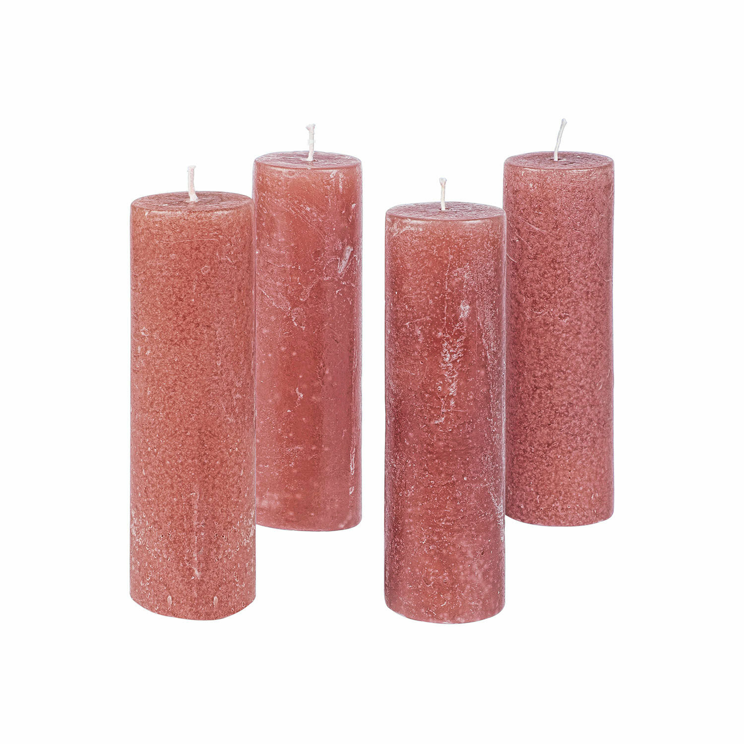 rosa Set di 4 candele rosa Muriel con texture rustica per decorazione d'interni