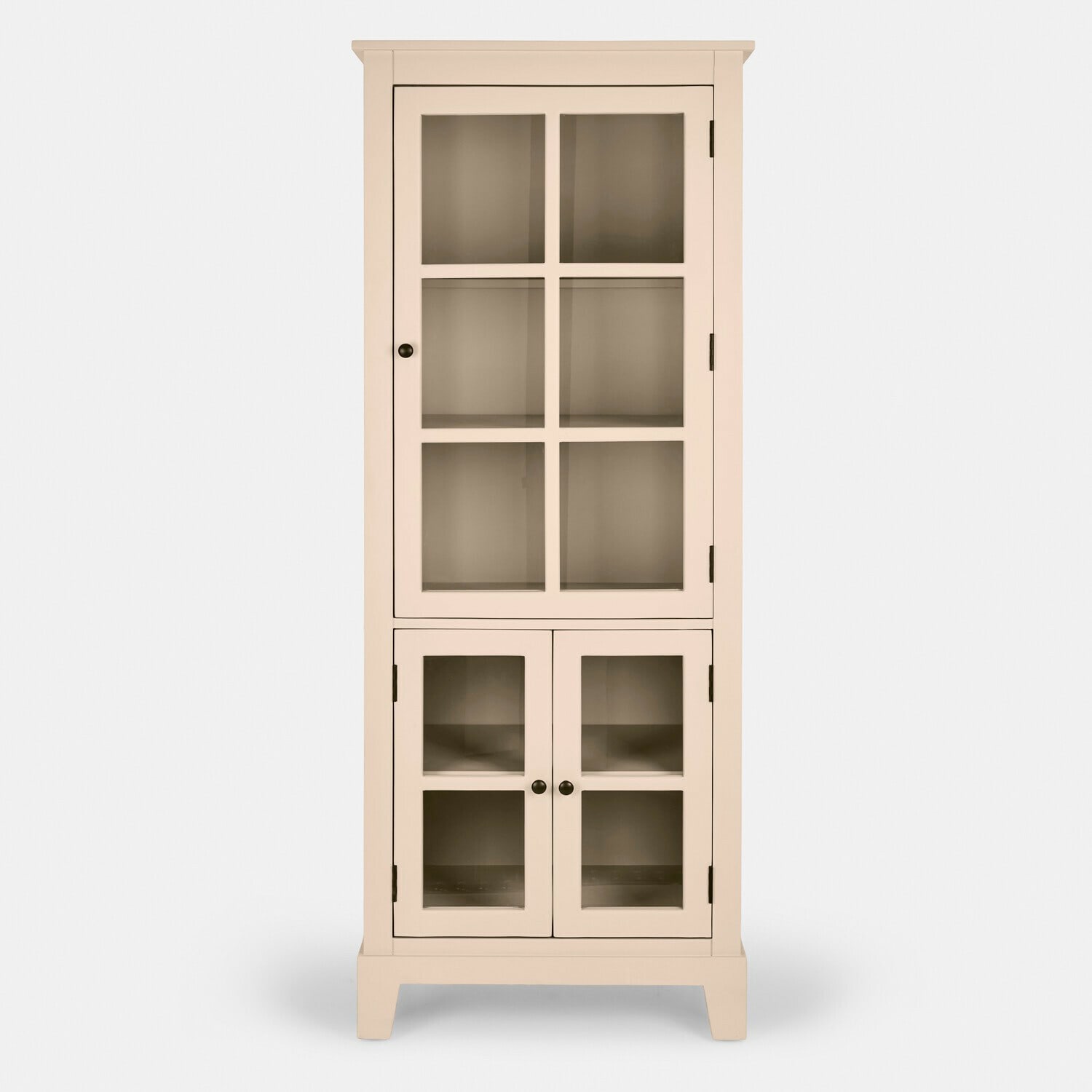 Credenza Domérise Vetrina in legno beige con ante in vetro e ripiani per conservare oggetti in soggiorno