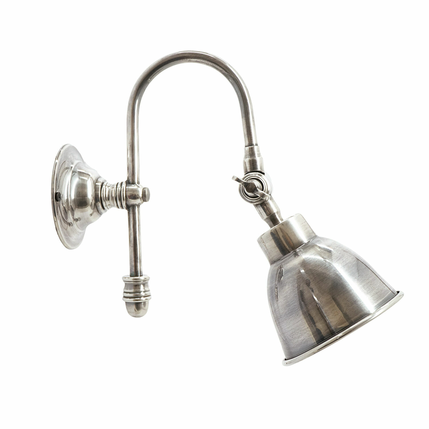 Lampada da parete Gemma Lampada da parete in metallo argento con paralume regolabile per illuminazione interna