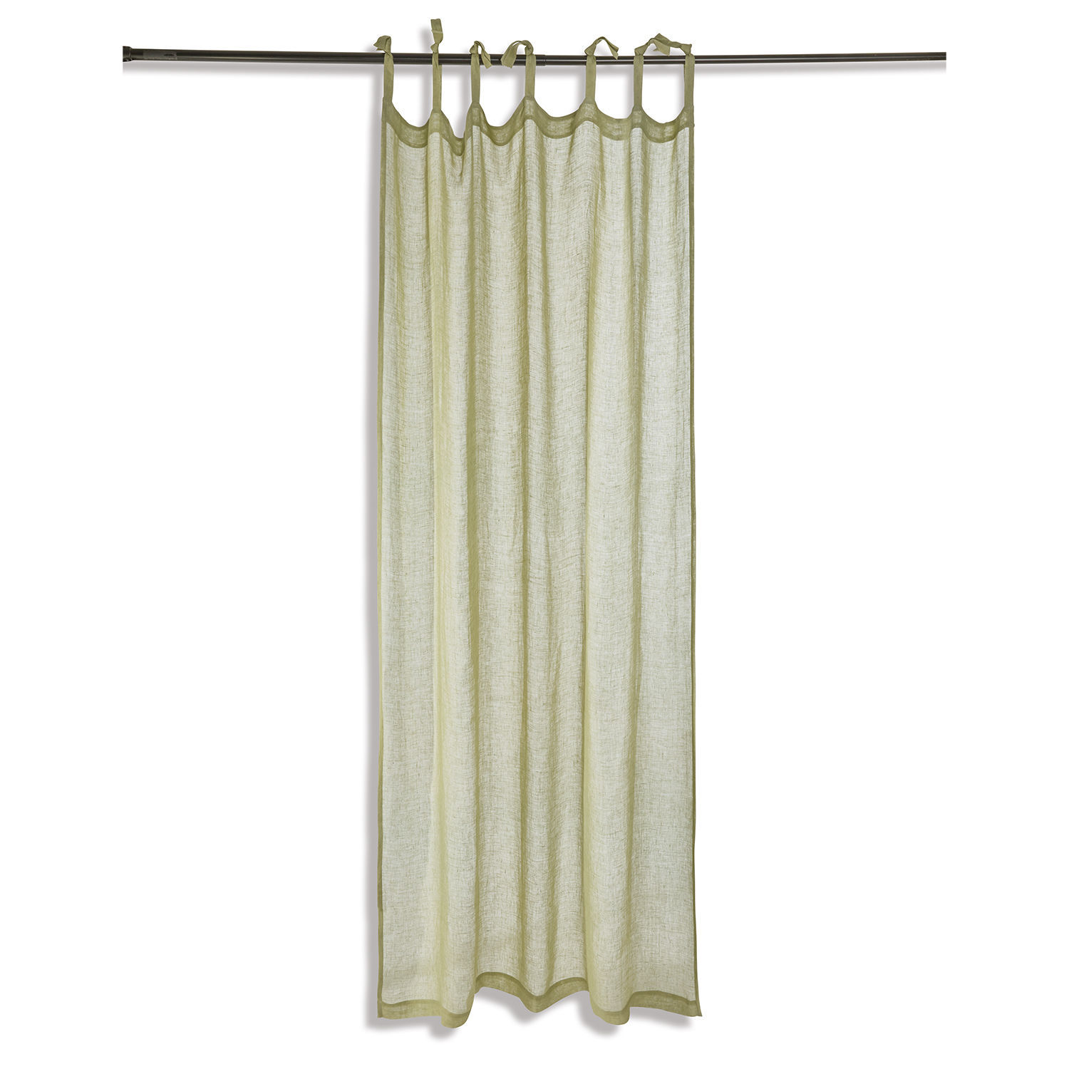 Tenda Gryphia Tenda leggera in lino verde chiaro con laccetti per appendere al bastone