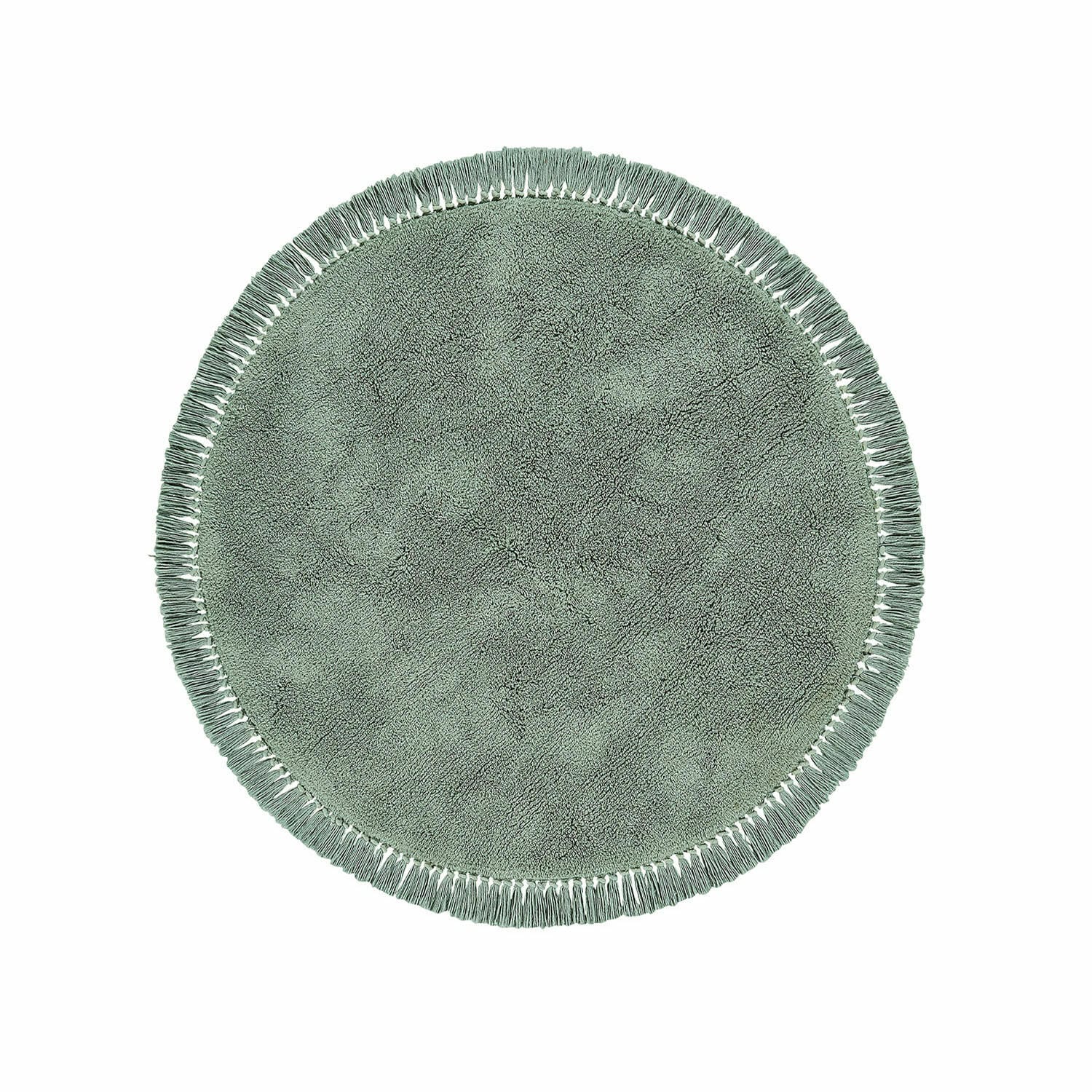 Tappeto Ivalex Tappeto rotondo verde in cotone con frange, morbido e decorativo per interni