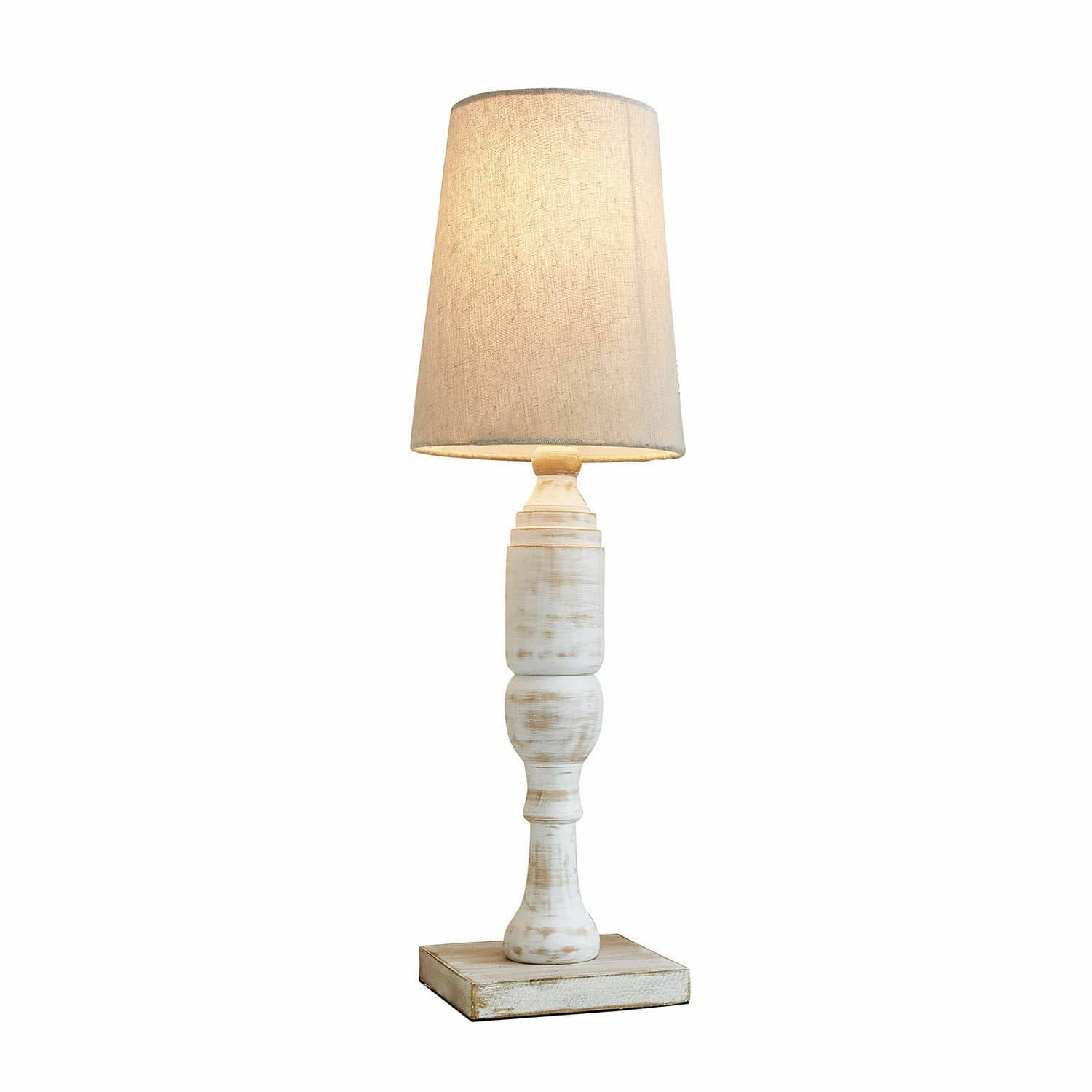 Lampada da tavolo Yernisto Lampada da tavolo in legno bianco con paralume beige, illuminazione decorativa per soggiorno