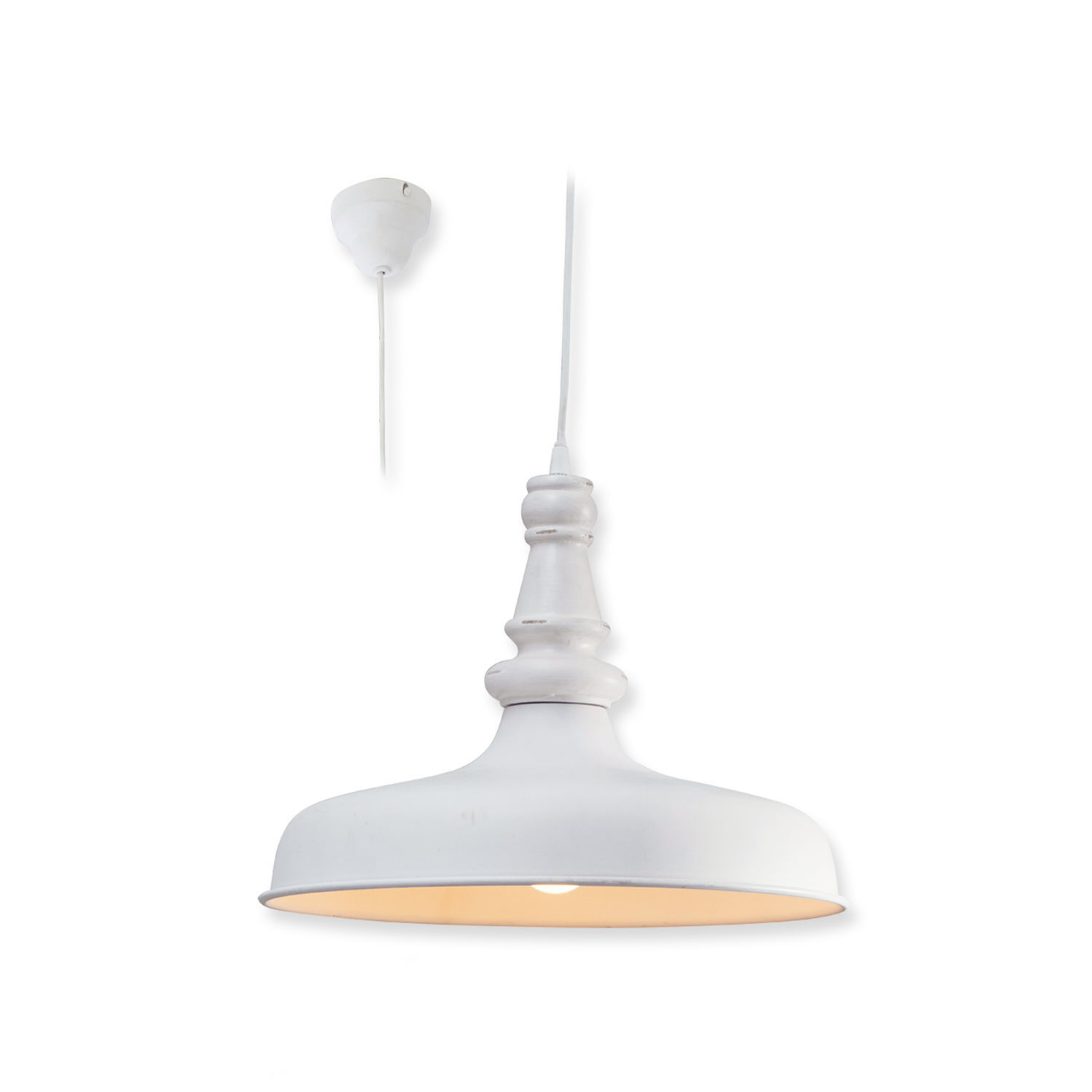 bianco antico Lampada a sospensione Camryn in metallo bianco antico, elegante lampada da soffitto per soggiorno