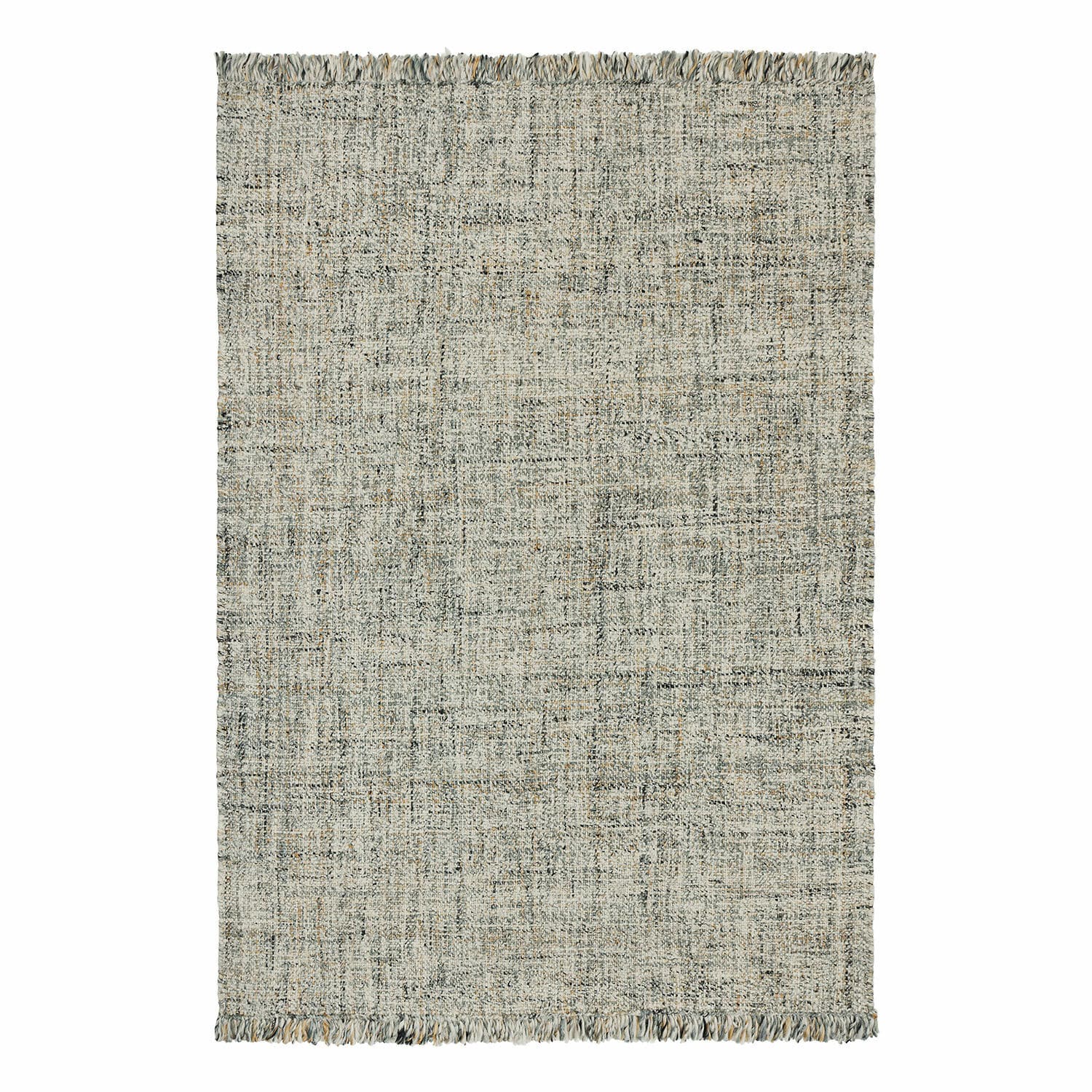 Tappeto beige Ischim con trama fine e frange, ideale per interni moderni.