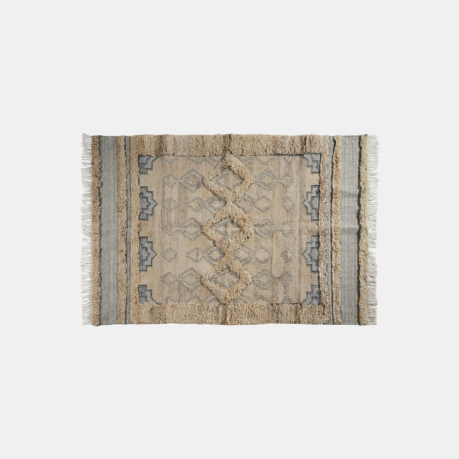 Tappeto da interni ed esterni Ciel d'Azur Tappeto beige con motivo geometrico e frange, materiale morbido, decorazione per interni