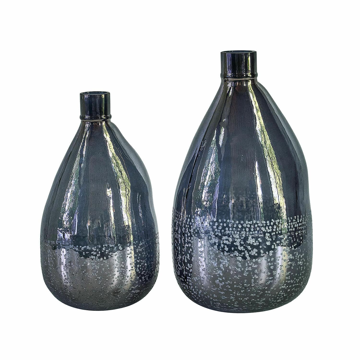 Coppia di vasi Qilevon Set di due vasi in ceramica nera lucida con motivo decorativo a puntini bianchi