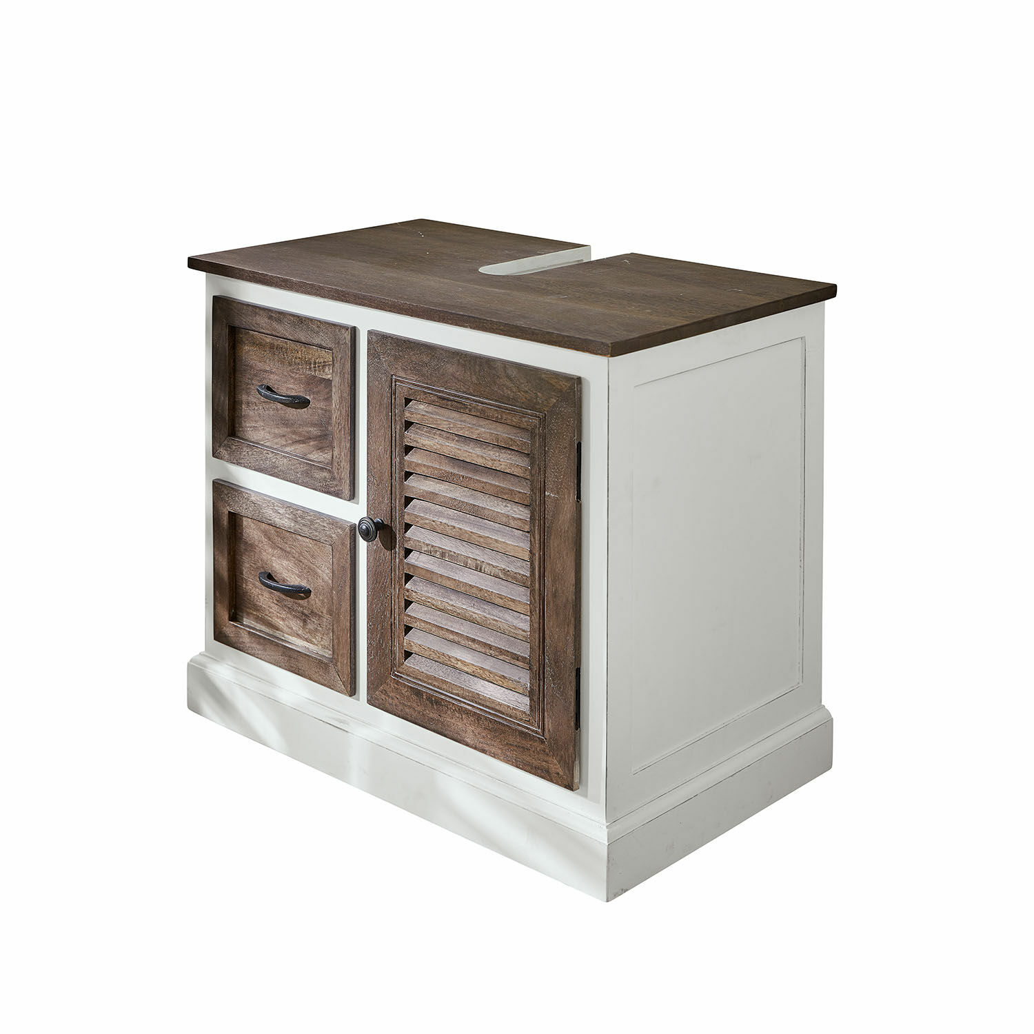 Mobile sottolavabo Farmington Mobile bianco con piano e ante in legno naturale, soluzione salvaspazio per interni