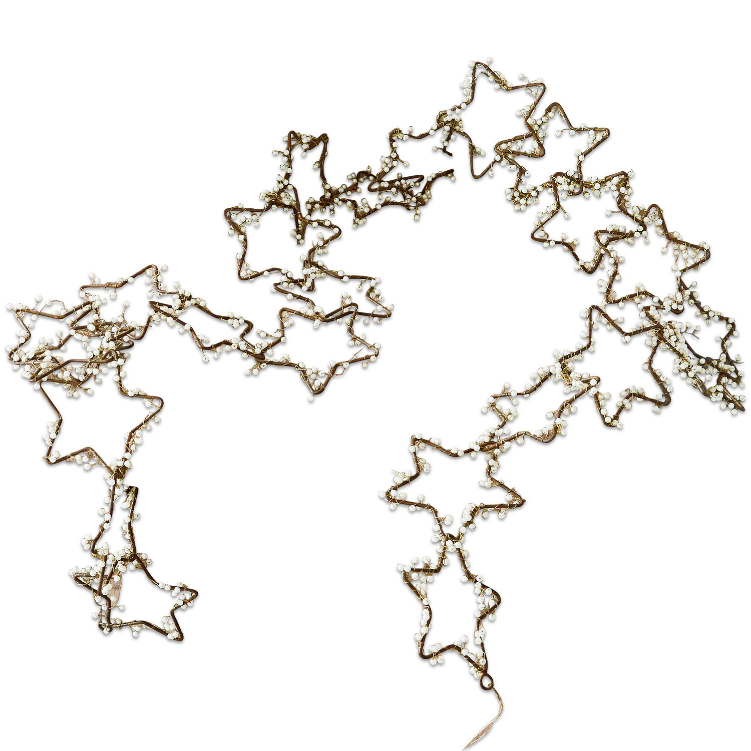 Festone Ariane Ghirlanda decorativa con stelle metalliche e perle bianche, decorazione natalizia color rame