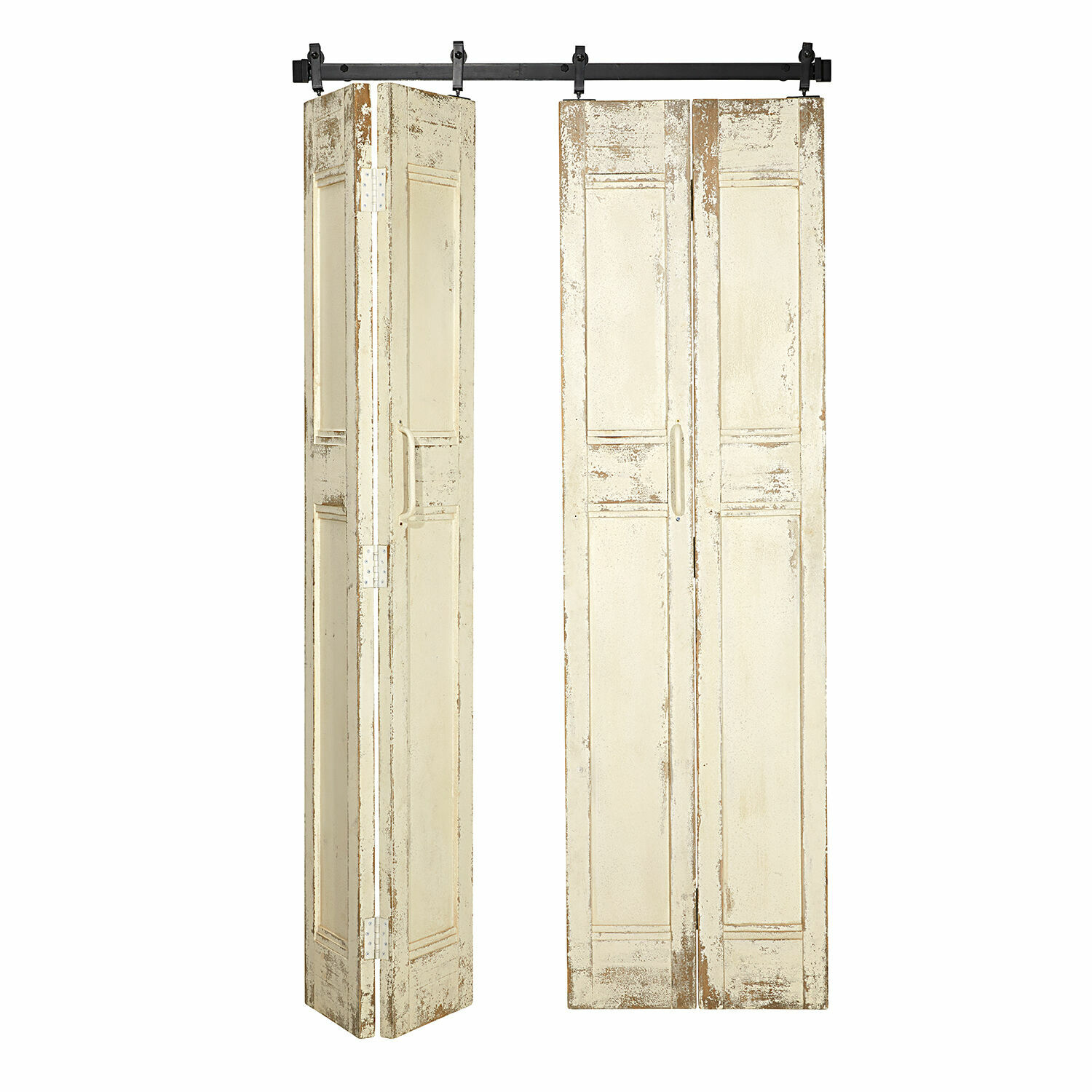 Porta a soffietto Auberisse Porte scorrevoli in legno crema con finitura invecchiata per interni vintage