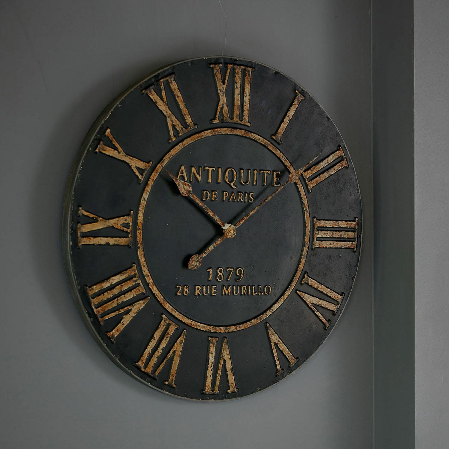 Orologio Murillo Grande orologio da parete rotondo in metallo nero con numeri romani dorati in stile vintage per interni