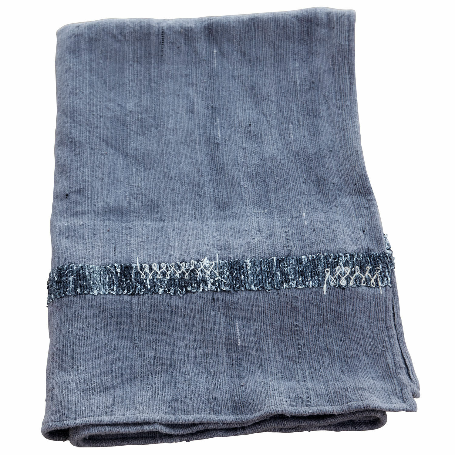 Plaid Foix Coperta grigia in cotone con fascia decorativa scura, morbida e decorativa per la casa