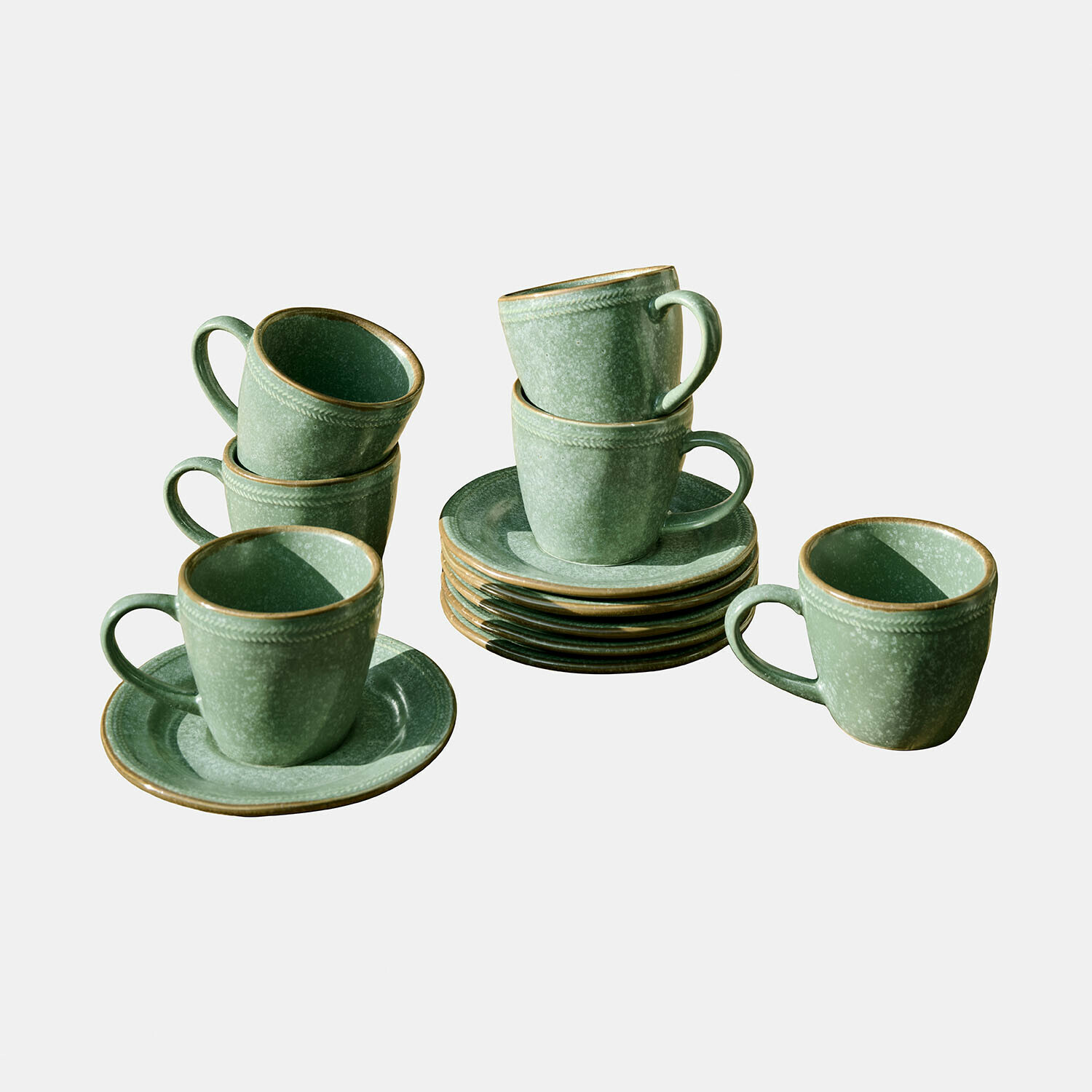verde Set da 6 tazze e piattini verdi in ceramica Norrvik per caffè e tè