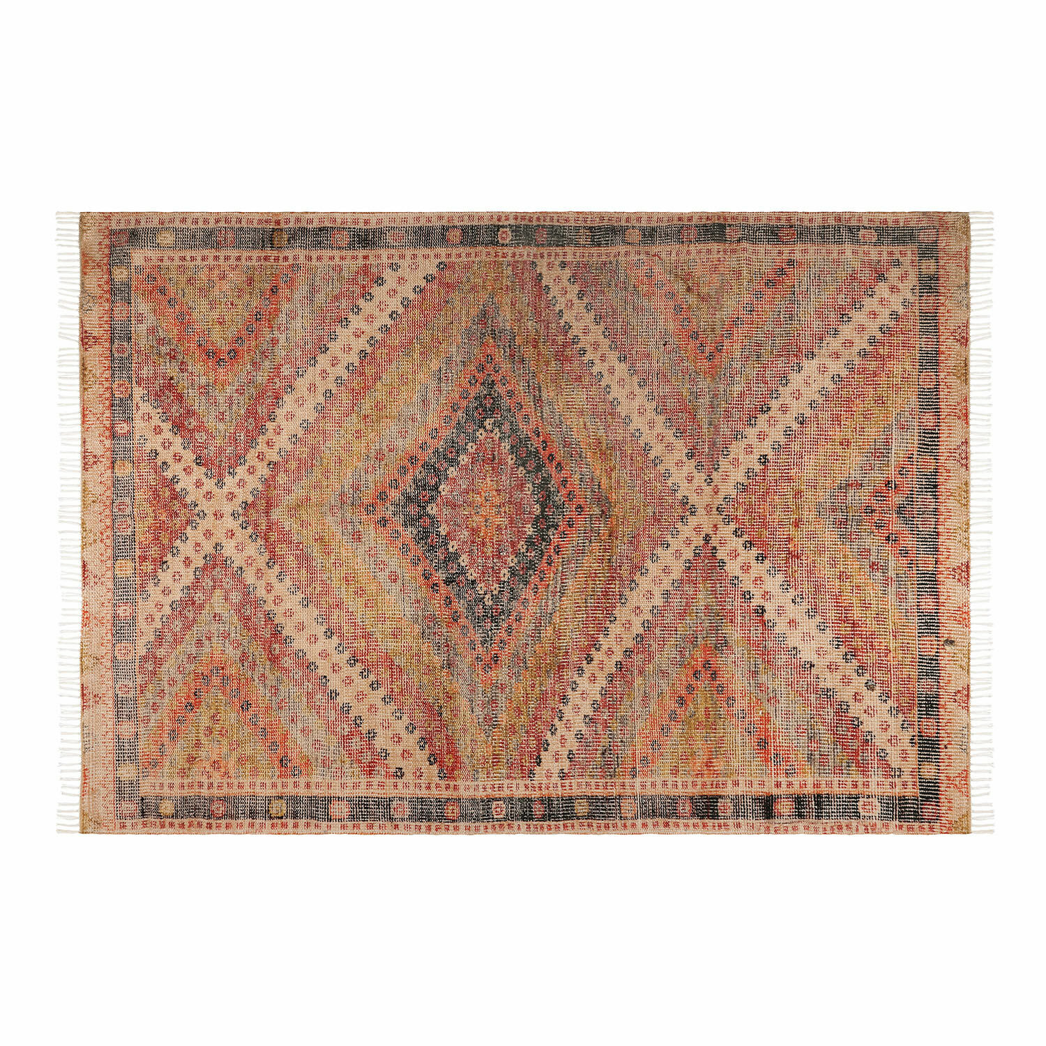 Tappeto per esterni e interni Mildura Tappeto tessuto con motivo geometrico in tonalità calde beige e rosse, decorazione per pavimenti