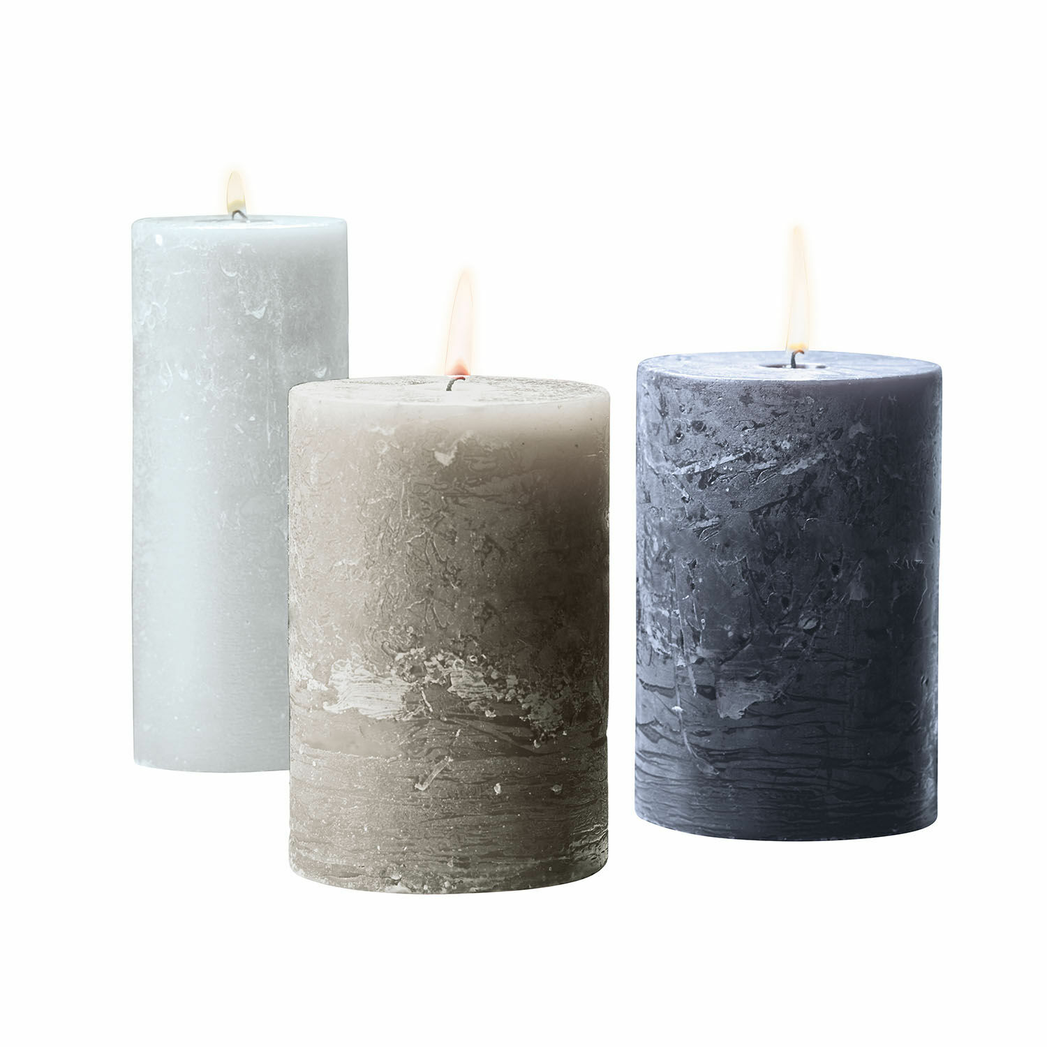crema/grigio/talpa Set di 3 candele Salis in cera naturale crema, grigio e taupe per decorazioni d'interni