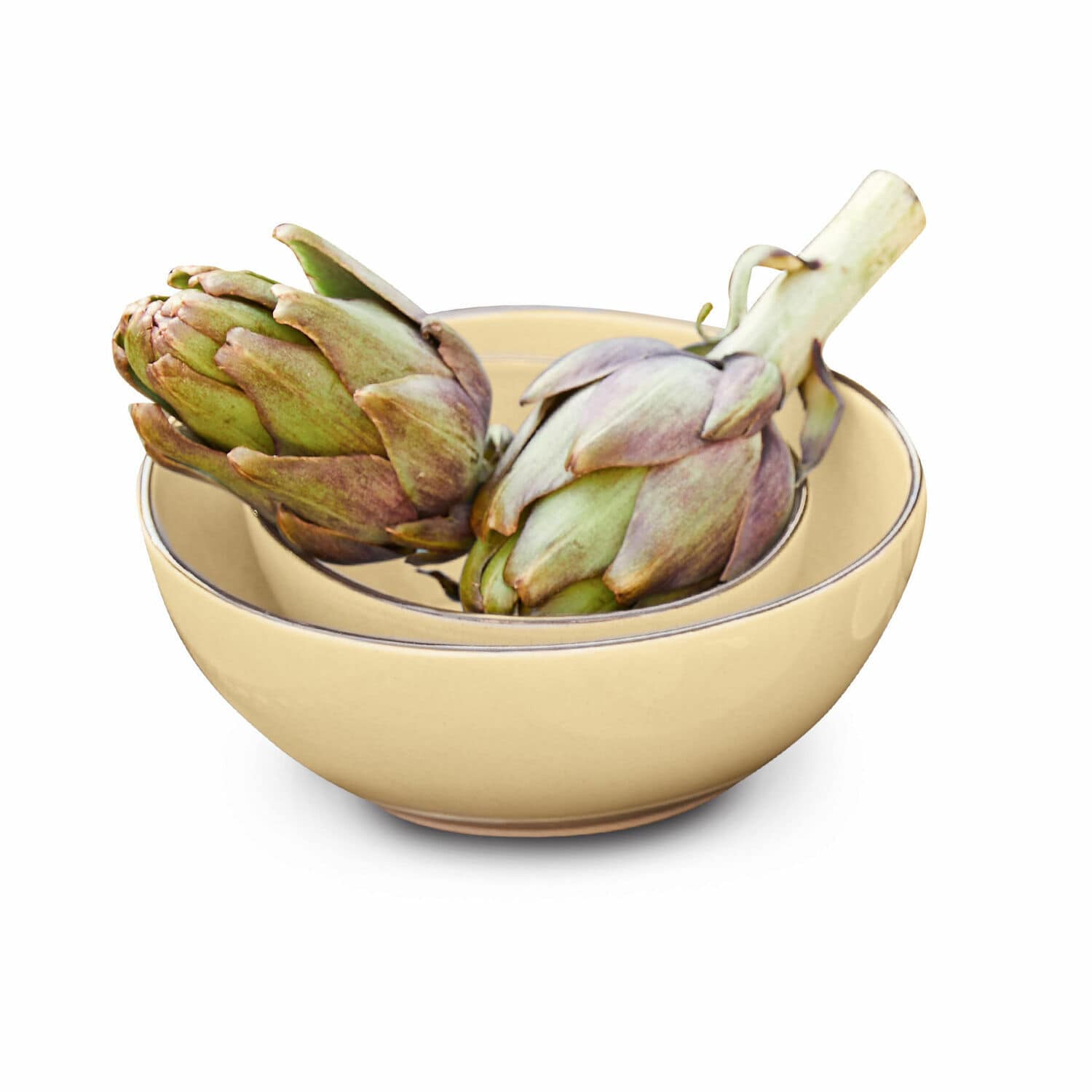 giallo Set di due ciotole in ceramica gialla Biarritz per servire e decorare