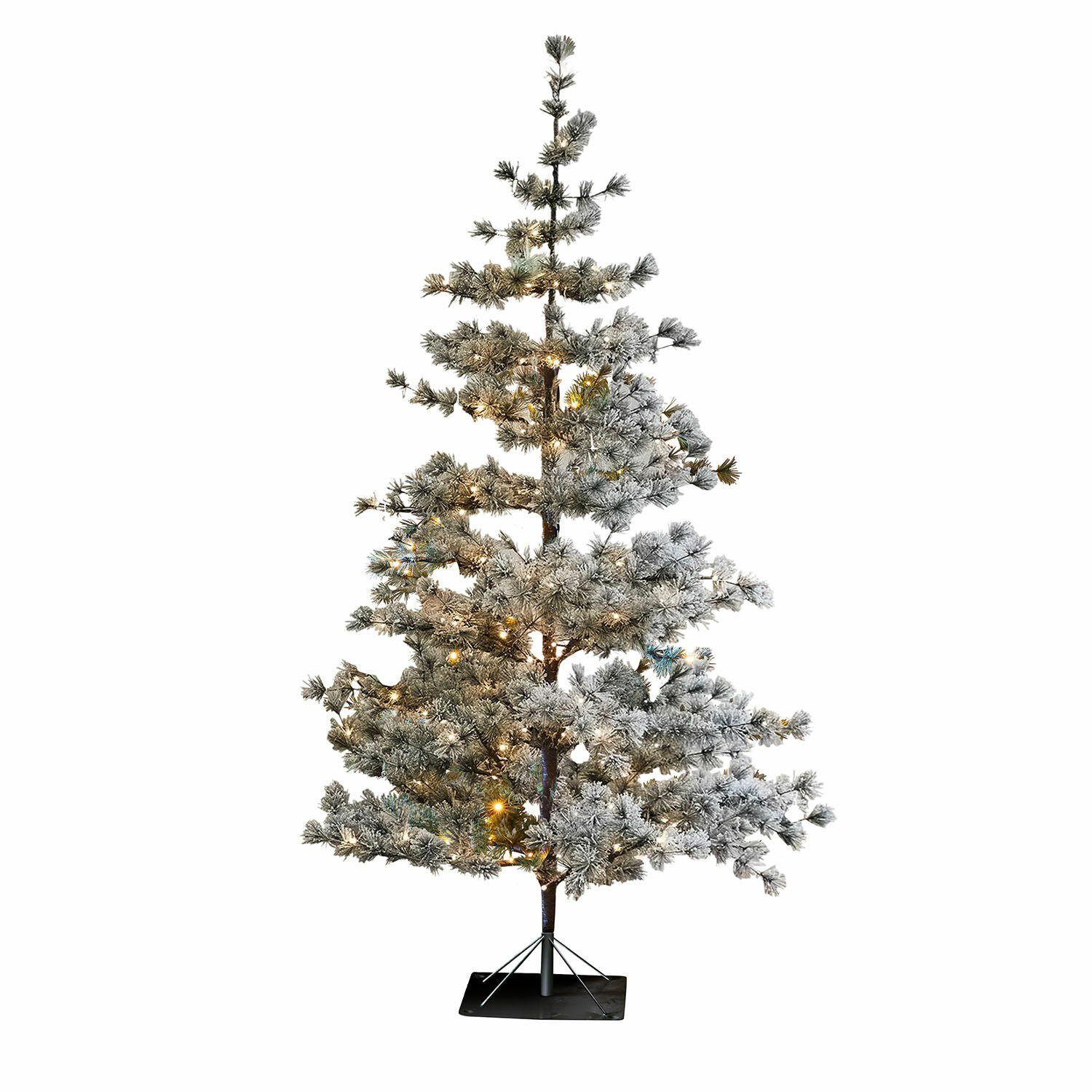 Albero di Natale Sapi Albero di Natale artificiale con rami innevati e luci calde su base metallica stabile
