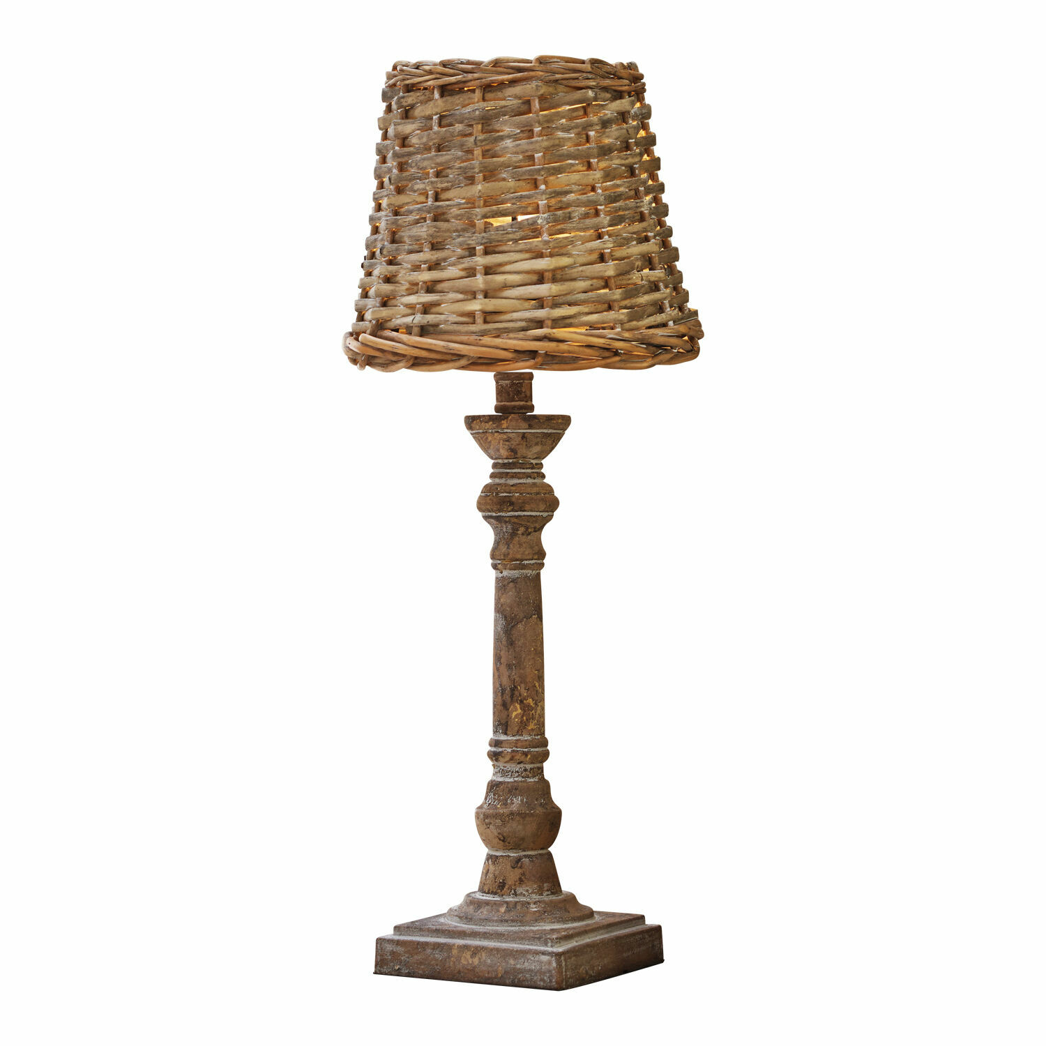 marrone/marrone antico Lampada da tavolo Noelie marrone con paralume in vimini e base in legno per arredamento