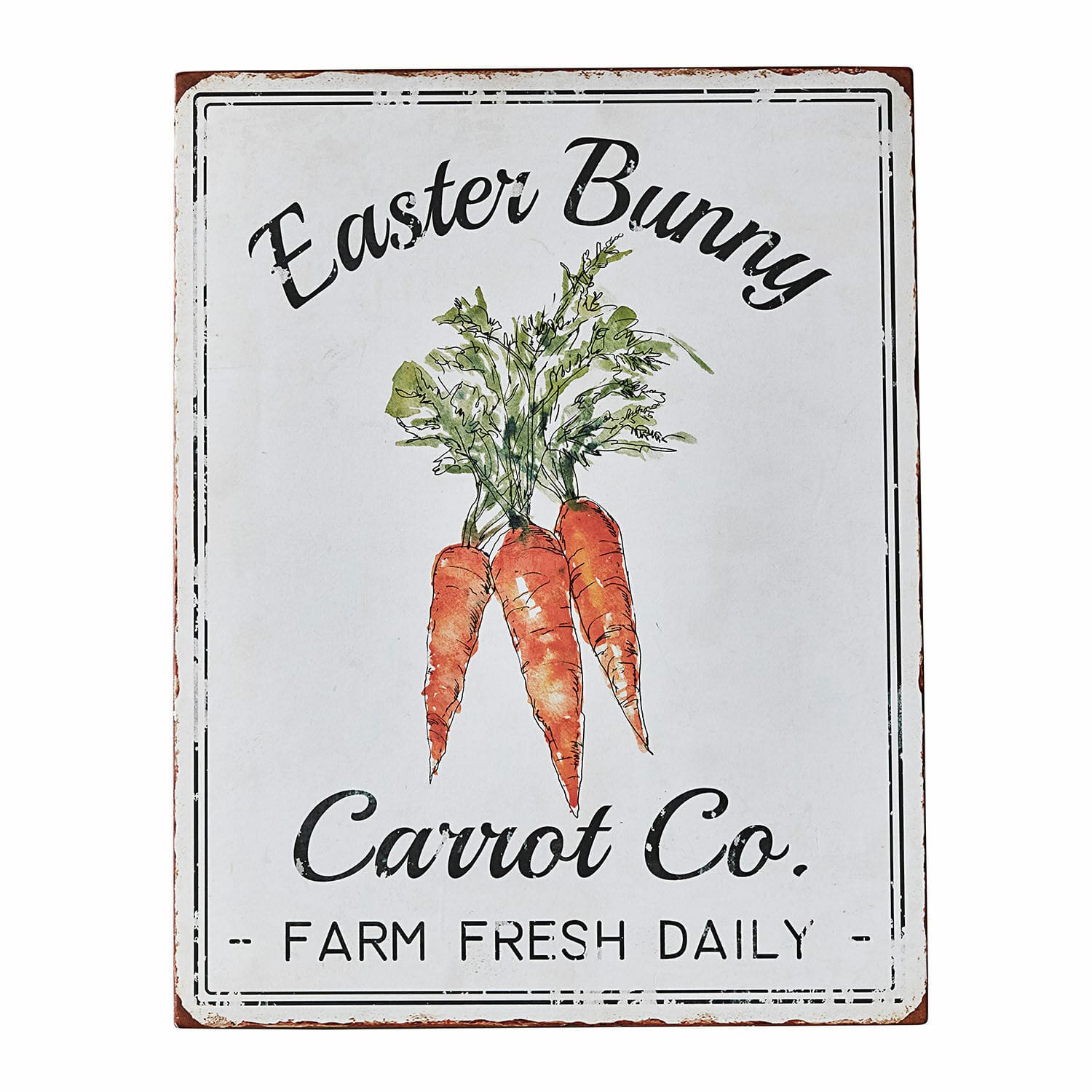 Targa decorativa Gimont Targa decorativa in metallo con carote e scritta Easter Bunny Carrot Co.
