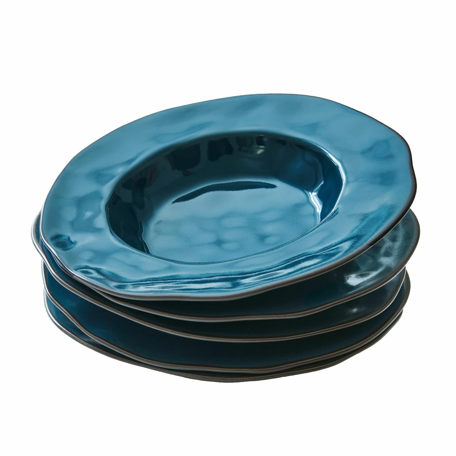 blu Set di 6 piatti fondi Biarritz blu in ceramica con bordo irregolare