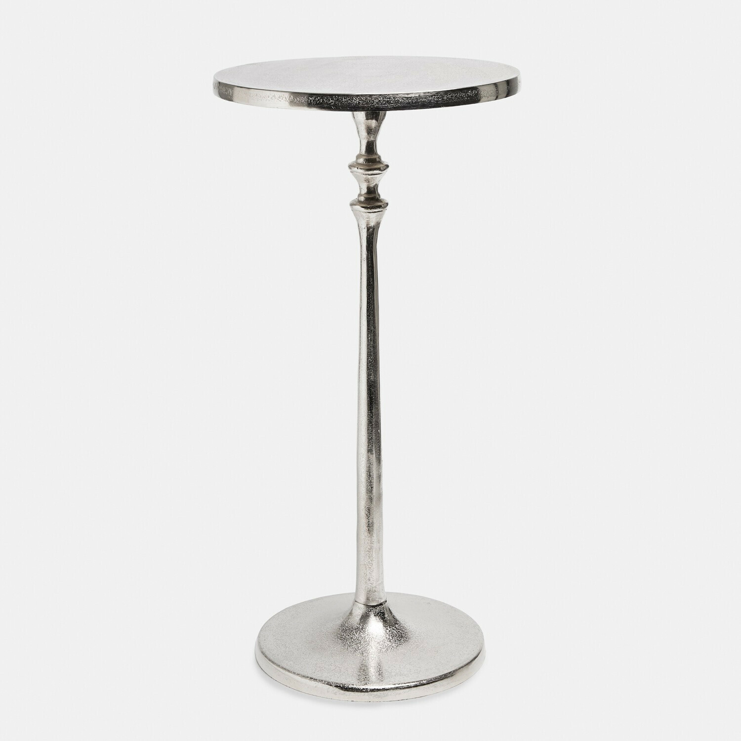 Tavolino di complemento Jalevar Tavolino rotondo in metallo argento con base decorativa per soggiorno moderno