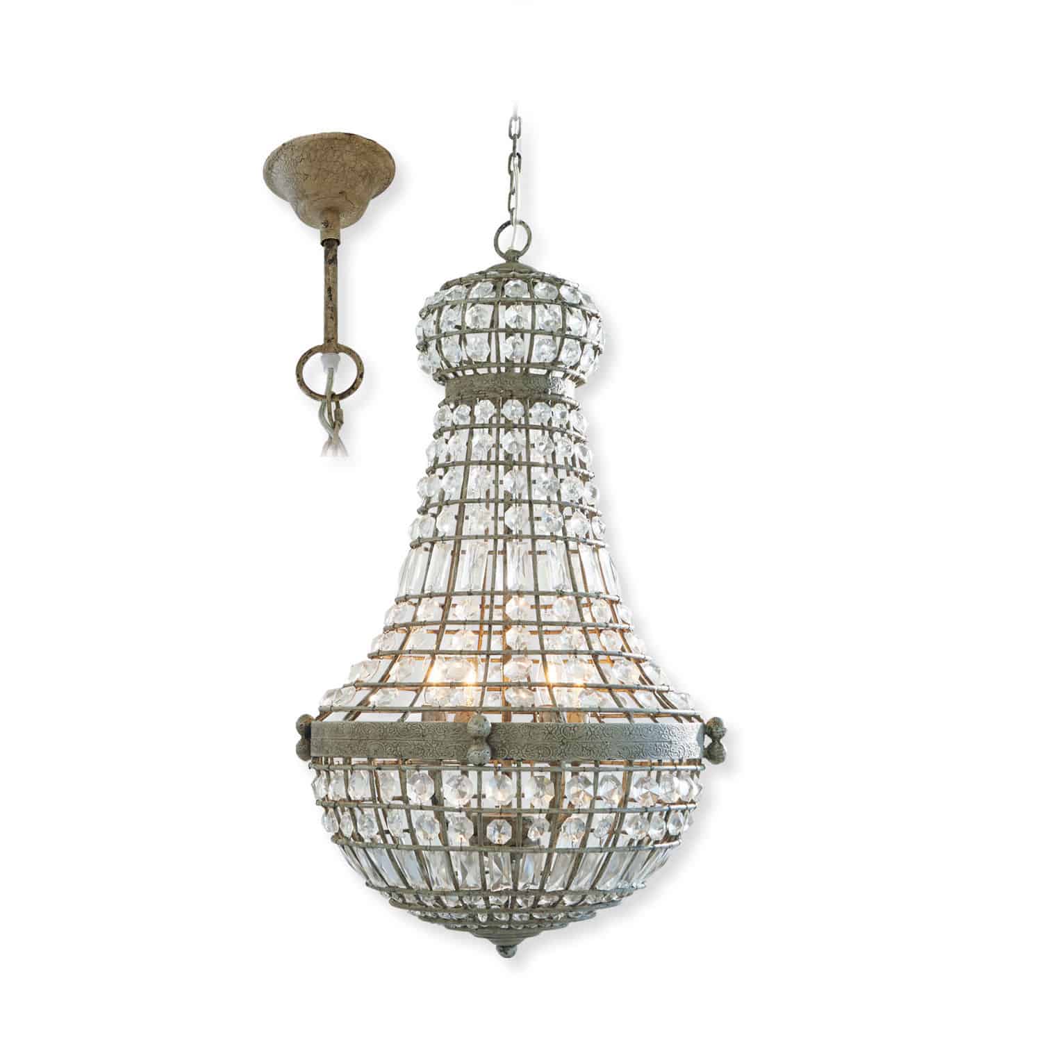 Lampadario Perreux Lampadario vintage in metallo e cristallo, lampada decorativa da soffitto per soggiorno