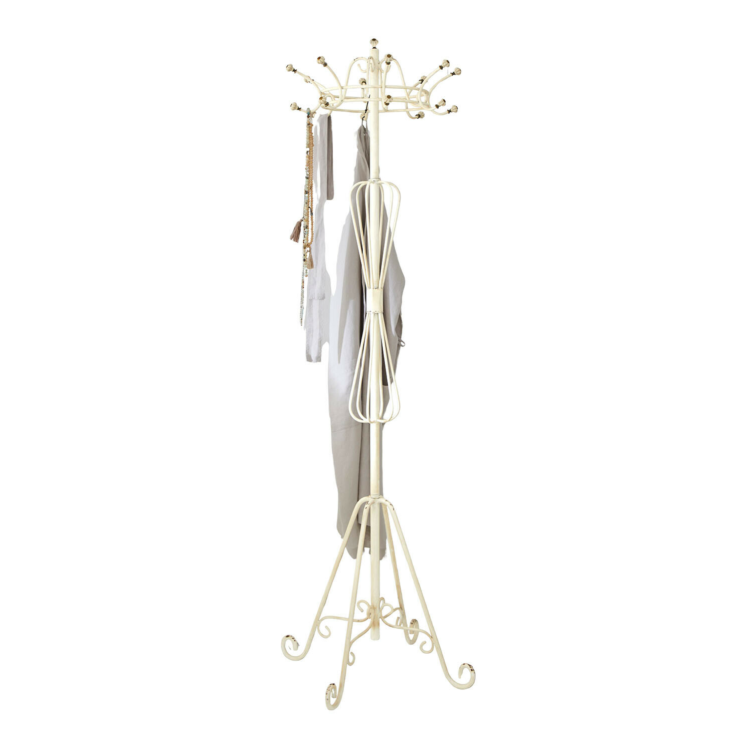 Appendiabiti Whitlowe Attaccapanni in metallo color crema con ganci decorativi e sciarpe appese