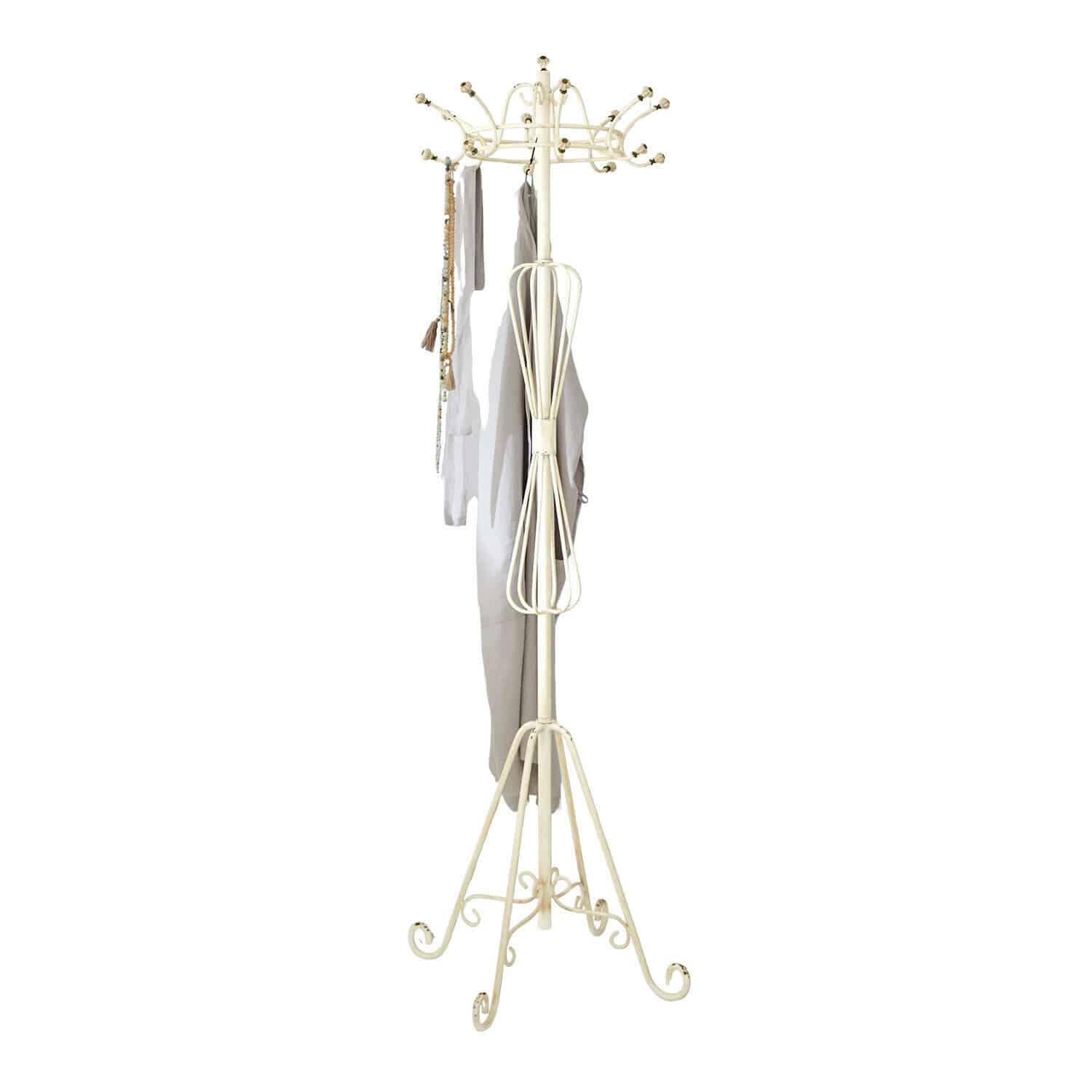 Appendiabiti Whitlowe Attaccapanni in metallo color crema con ganci decorativi e sciarpe appese