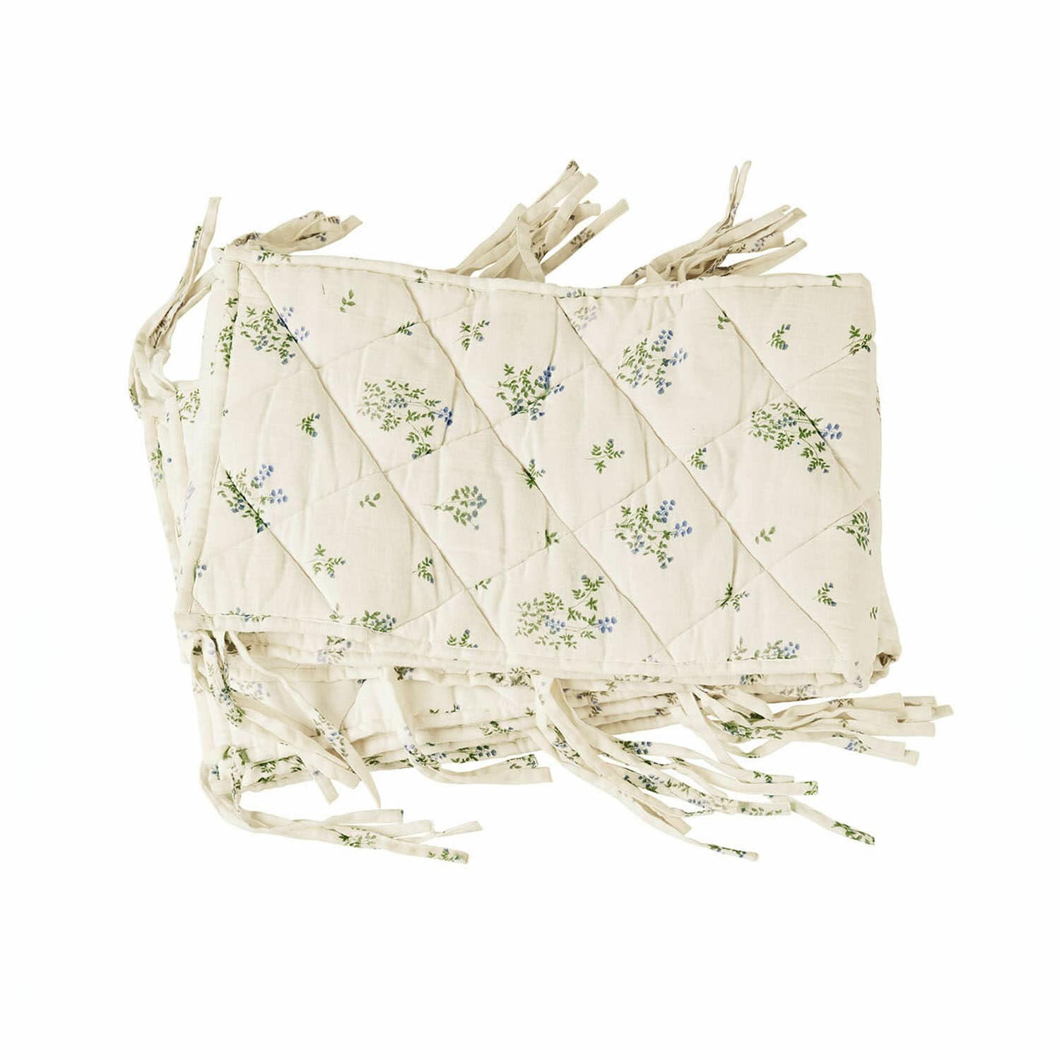 Paracolpi Nymariel Paracolpi trapuntato in cotone crema con motivo vegetale verde e blu per lettino