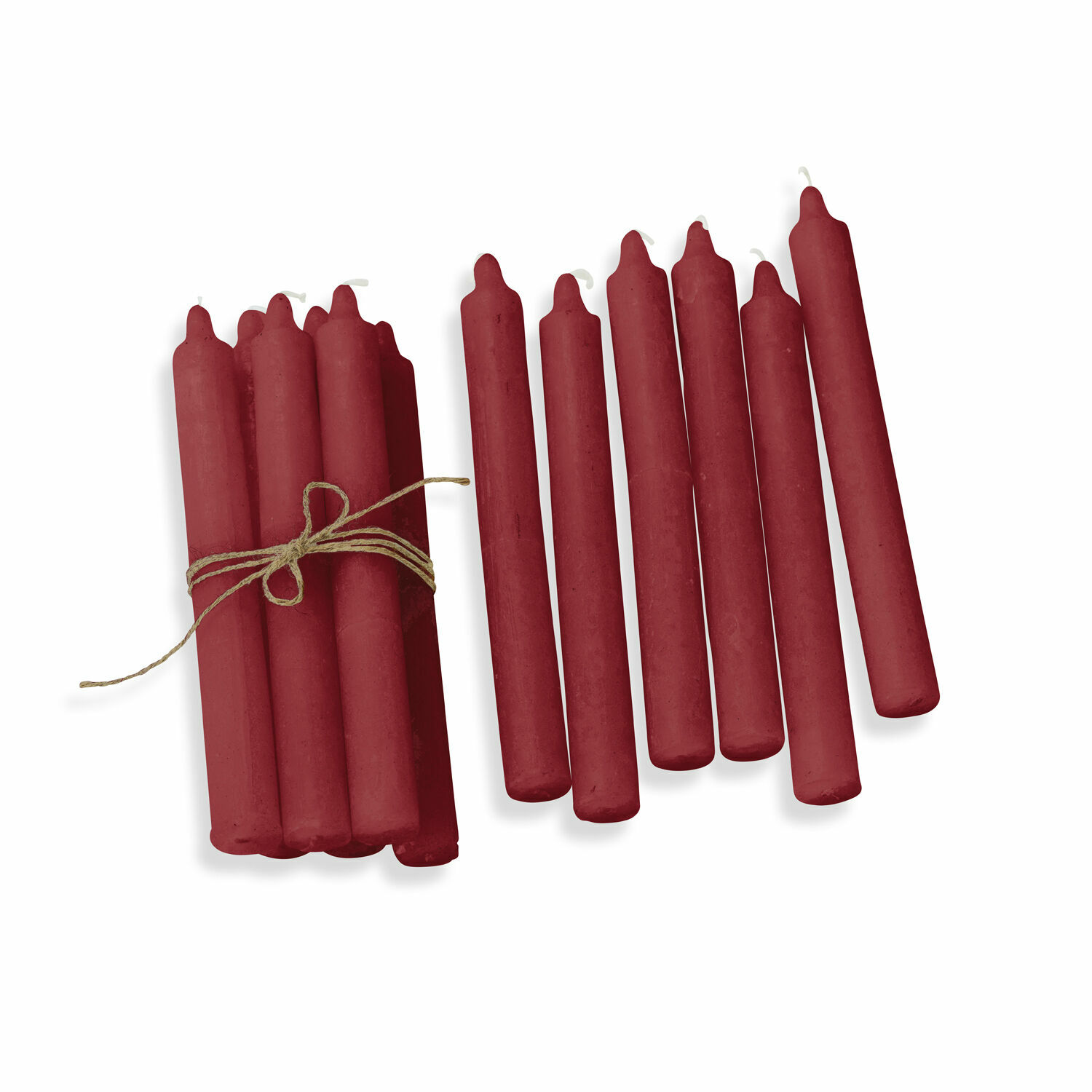 rosso Set di 12 candele rosse in cera, elemento decorativo per illuminazione e atmosfera calda