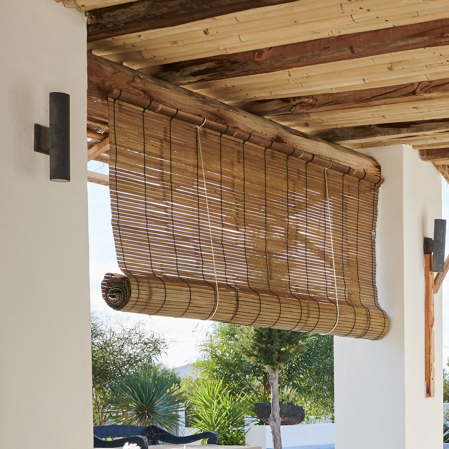 Tenda avvolgibile Nikklas Tenda a rullo in bambù colore naturale per esterni, protezione solare per terrazza