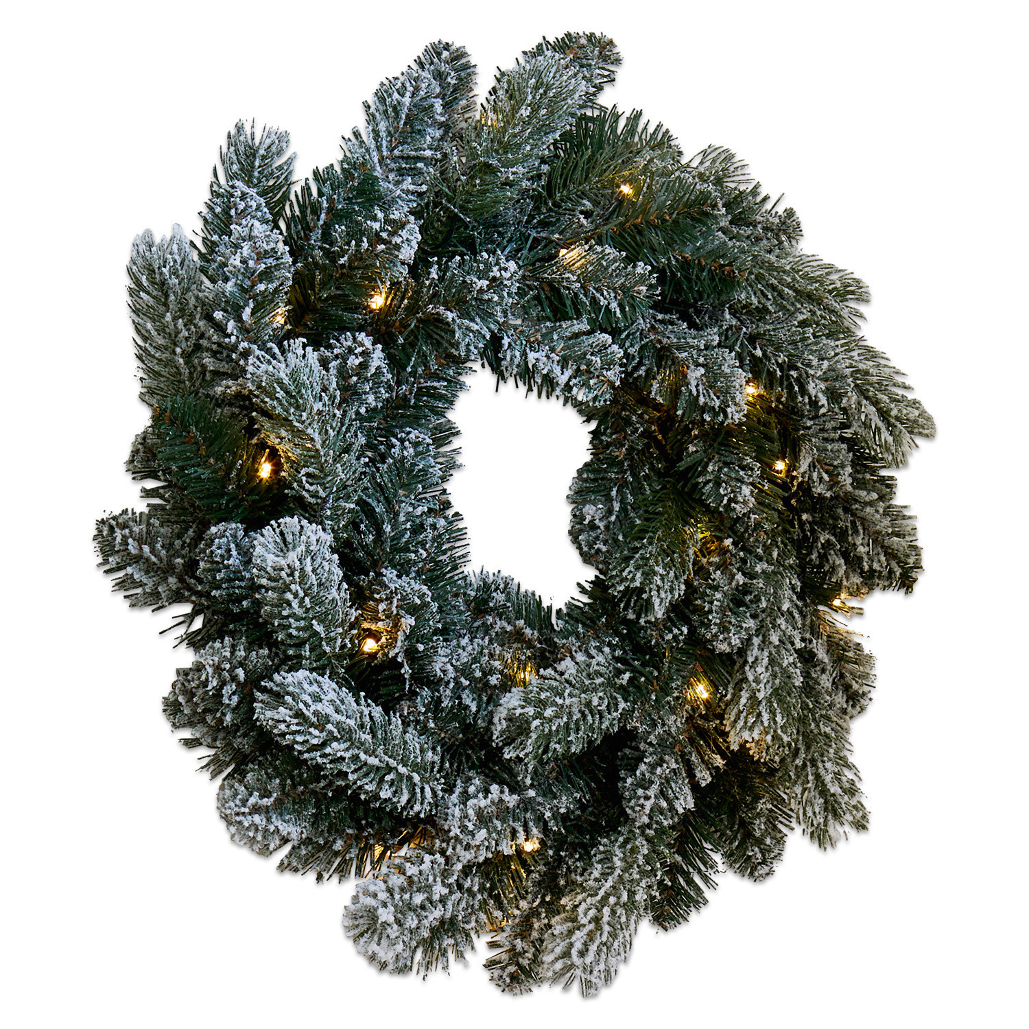 Ghirlanda con luci a LED Regin Corona natalizia di rami verdi con neve artificiale e luci LED calde per decorazione festiva