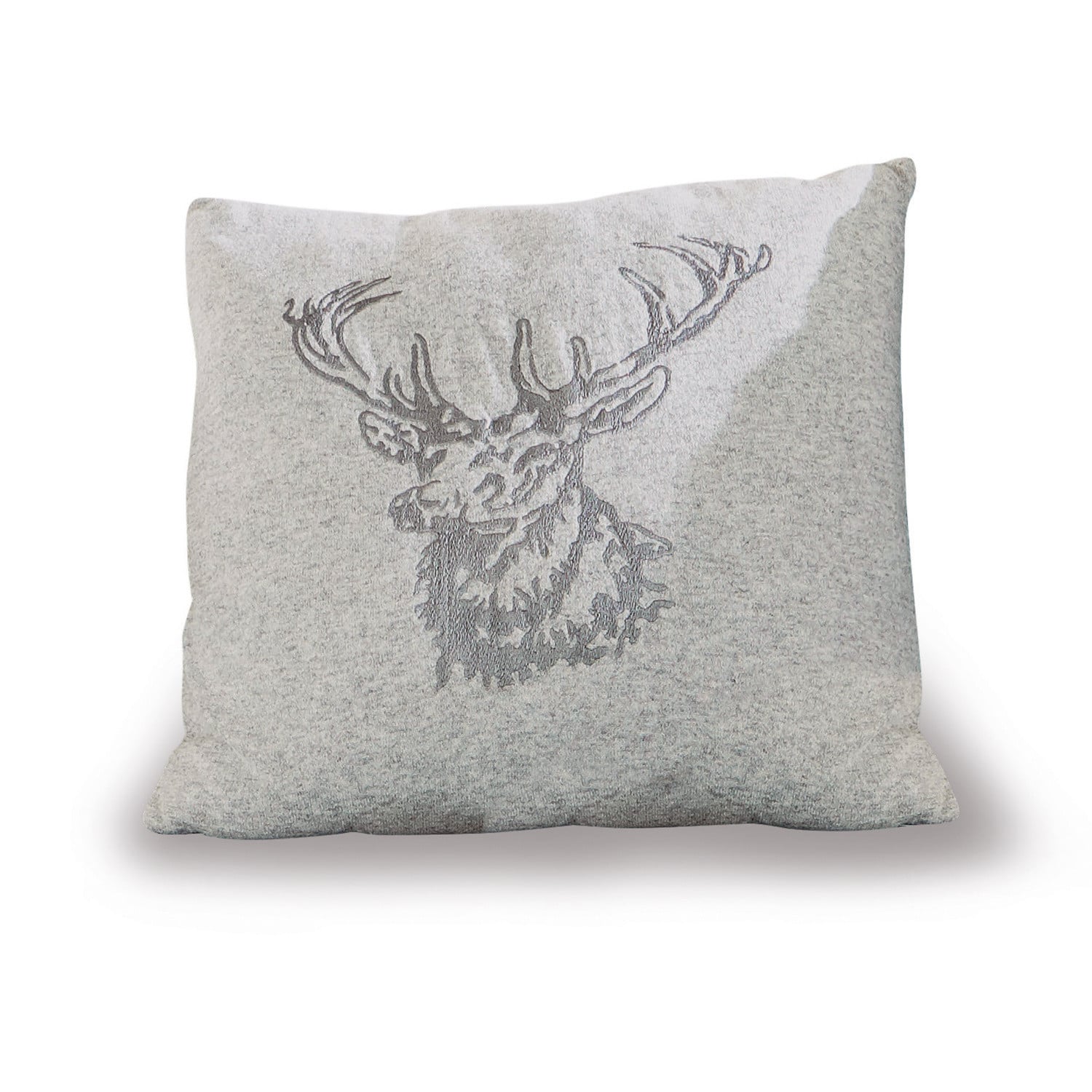 Copricuscino Dario Cuscino grigio in materiale morbido con ricamo di cervo, decorazione per la casa, tessile domestico
