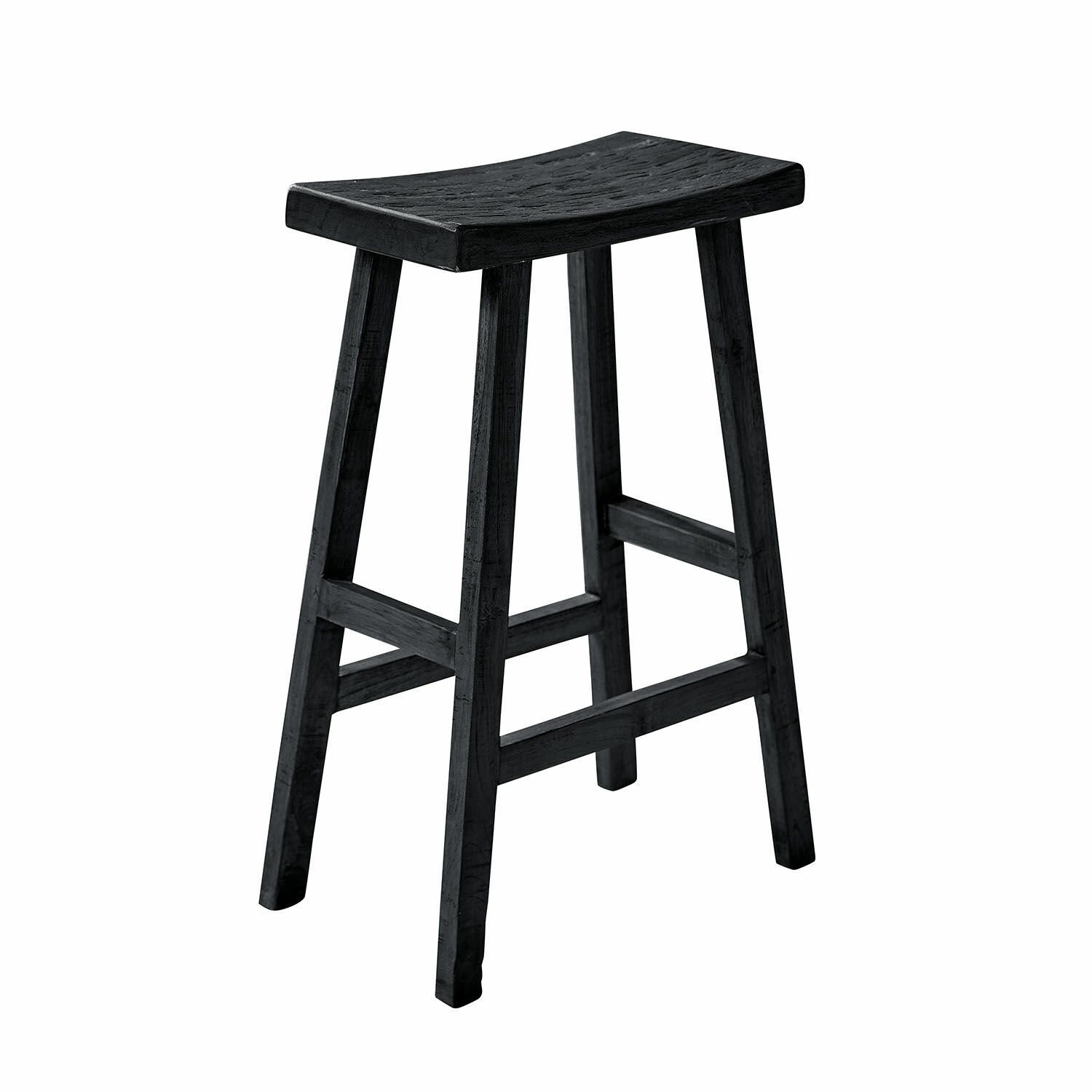nero Sgabello in legno nero dal design semplice, ideale per cucina e soggiorno