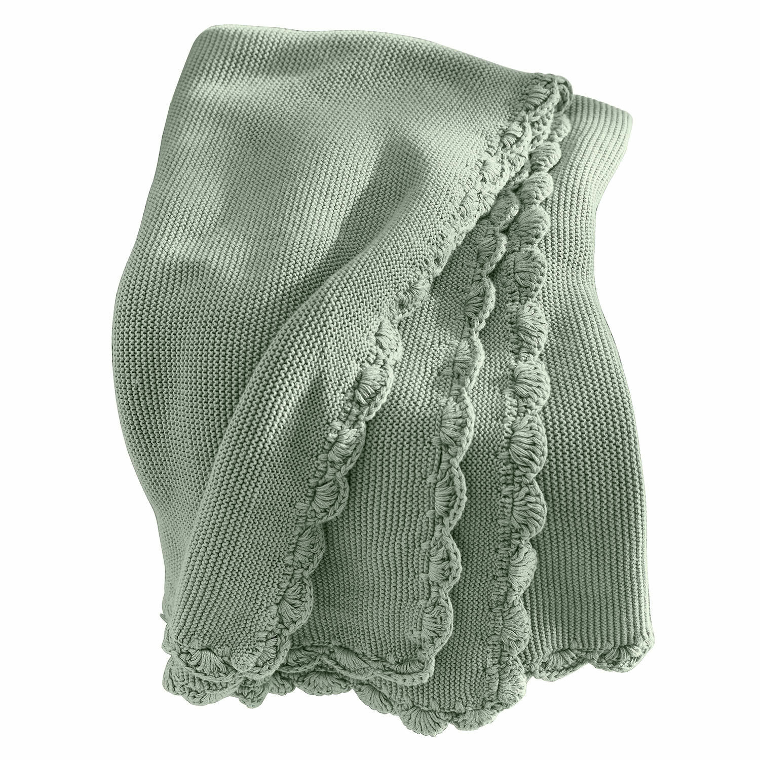 Plaid Nymariel Morbida coperta verde in cotone con bordo decorativo, ideale per decorazione e relax