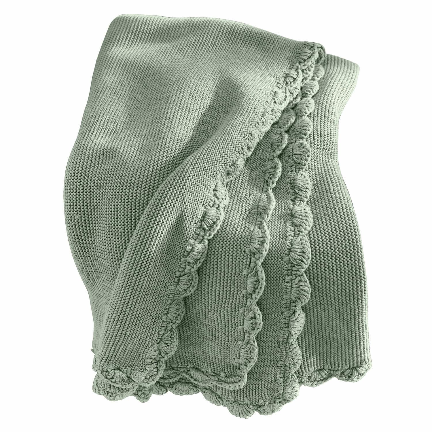 Plaid Nymariel Morbida coperta verde in cotone con bordo decorativo, ideale per decorazione e relax