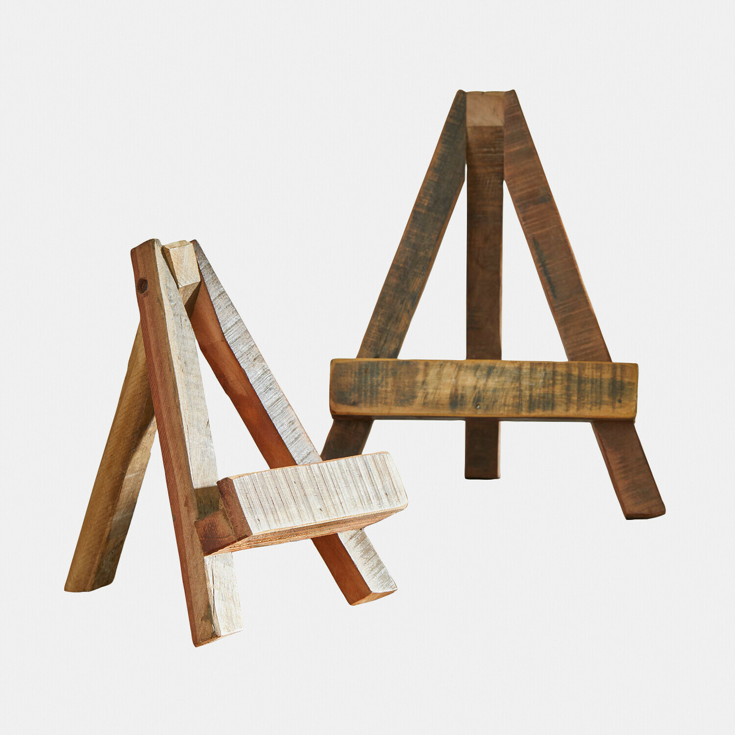 Coppia di supporti per foto Valerosas Cavalletti in legno naturale e bianco, supporti pratici per quadri e decorazioni