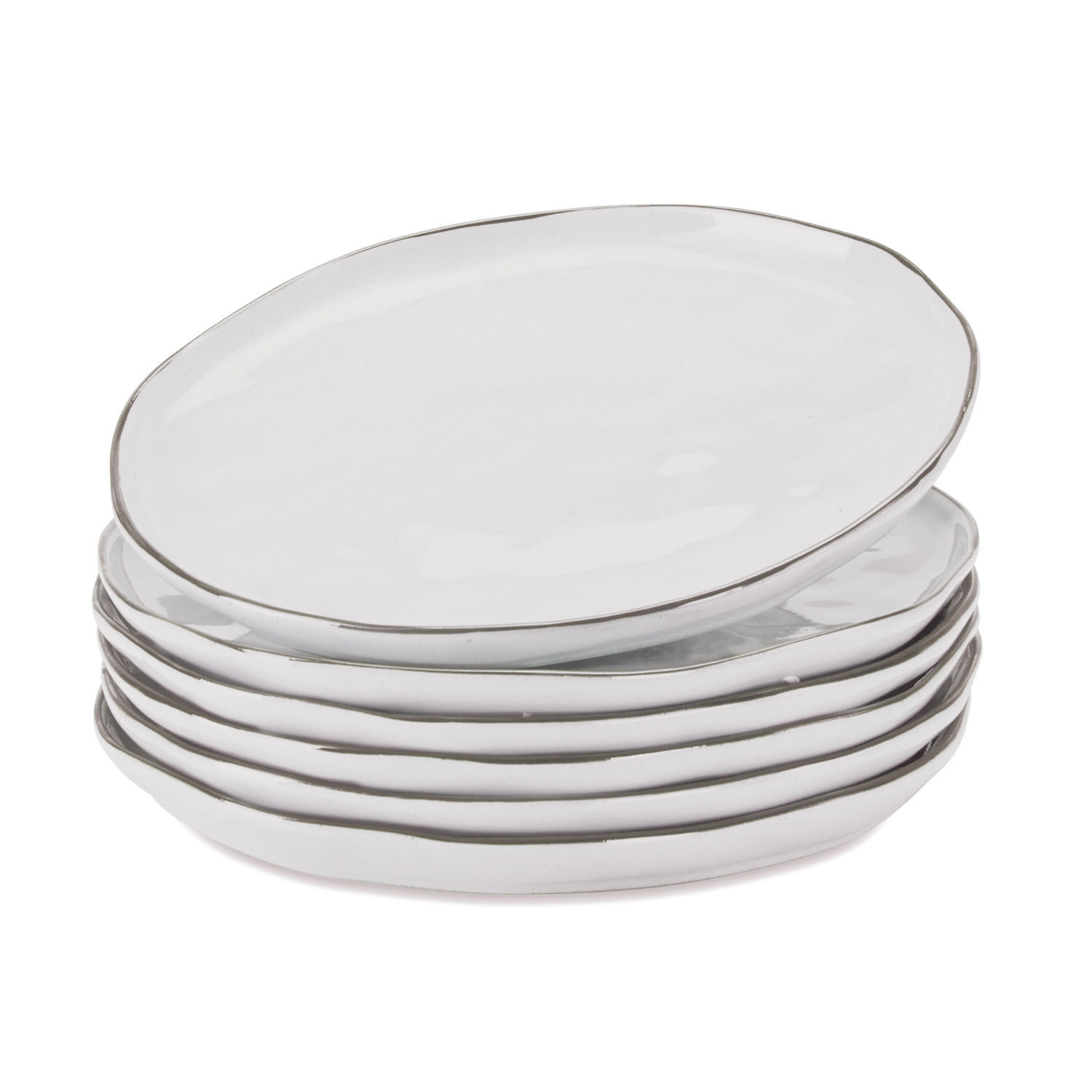 bianco opaco Set di 6 piatti bianchi opachi in ceramica Biarritz per servire pasti