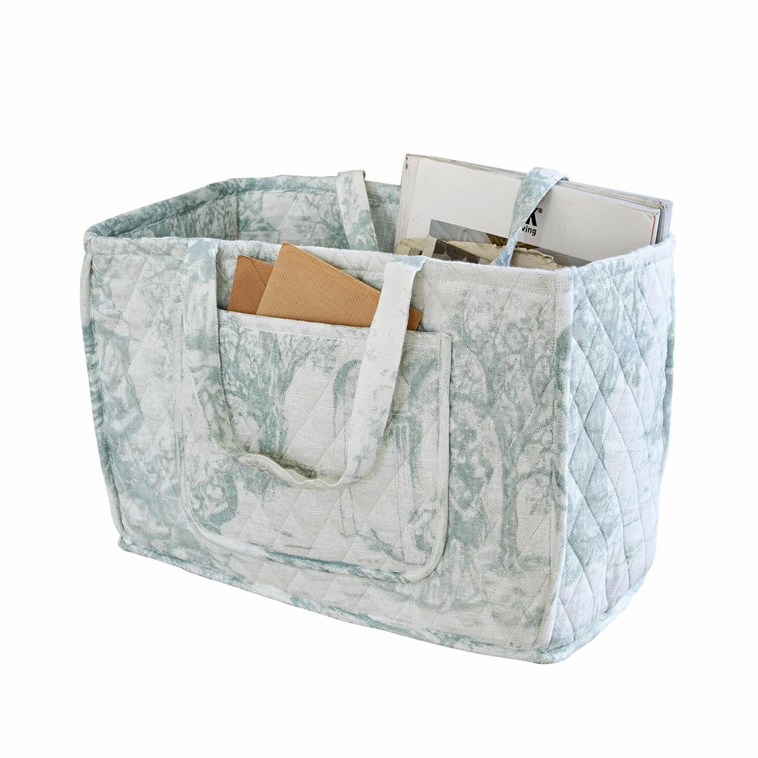 Borsa Dedwen Organizzatore imbottito in tessuto chiaro con manici e tasca per lettere e libri