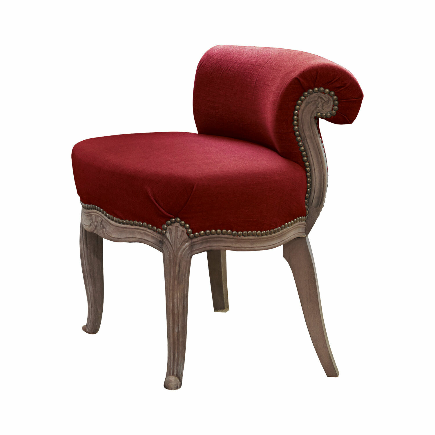 rosso Poltrona Rivel rossa in tessuto con struttura in legno, mobile elegante per soggiorno