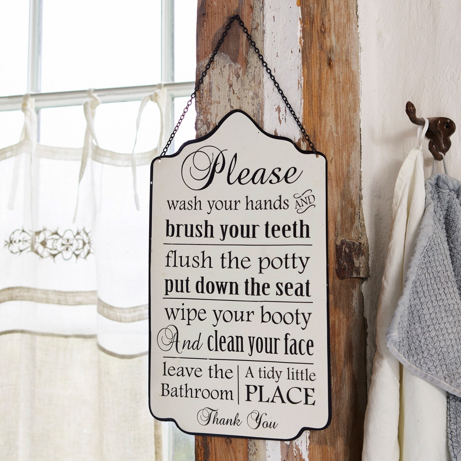 Targa decorativa Bathroom Rules